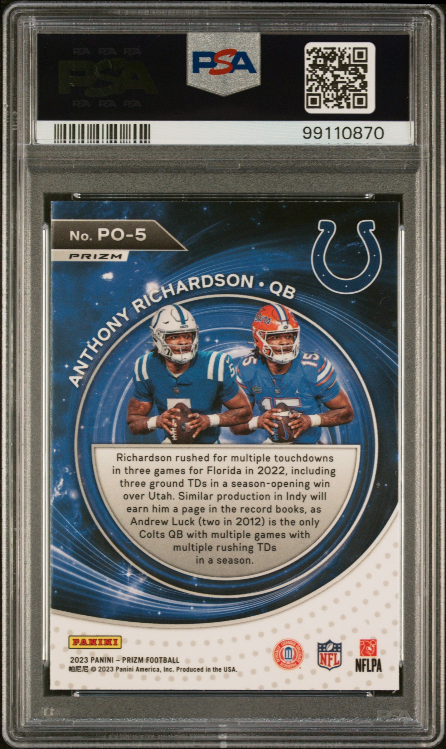 2023 Panini Prizm Anthony Richardson Portals No Huddle #PO5 RC PSA 9