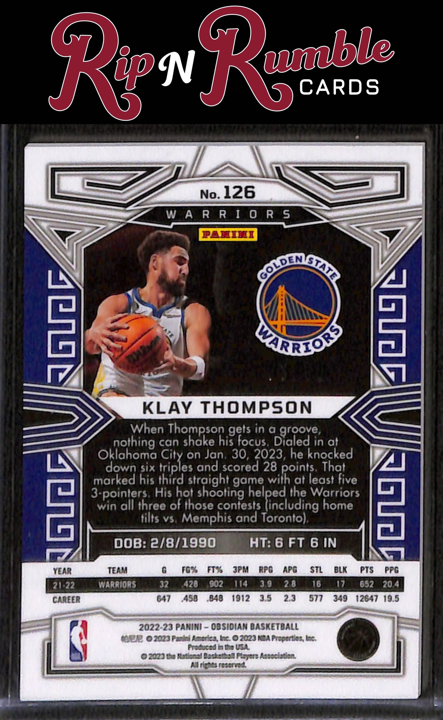 2022-23 Obsidian Klay Thompson Electric Etch Orange /50 #126