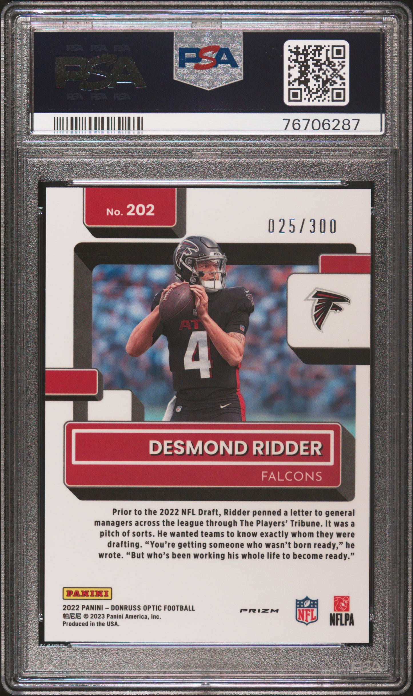 2022 Panini Donruss Optic Desmond Ridder Wave /300 #202 PSA 9