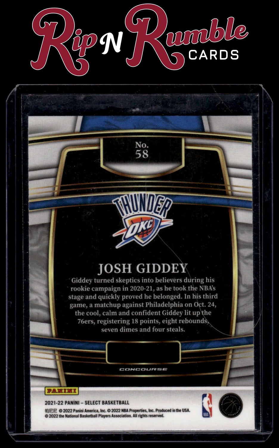 2021-22 Panini Select Josh Giddey #58