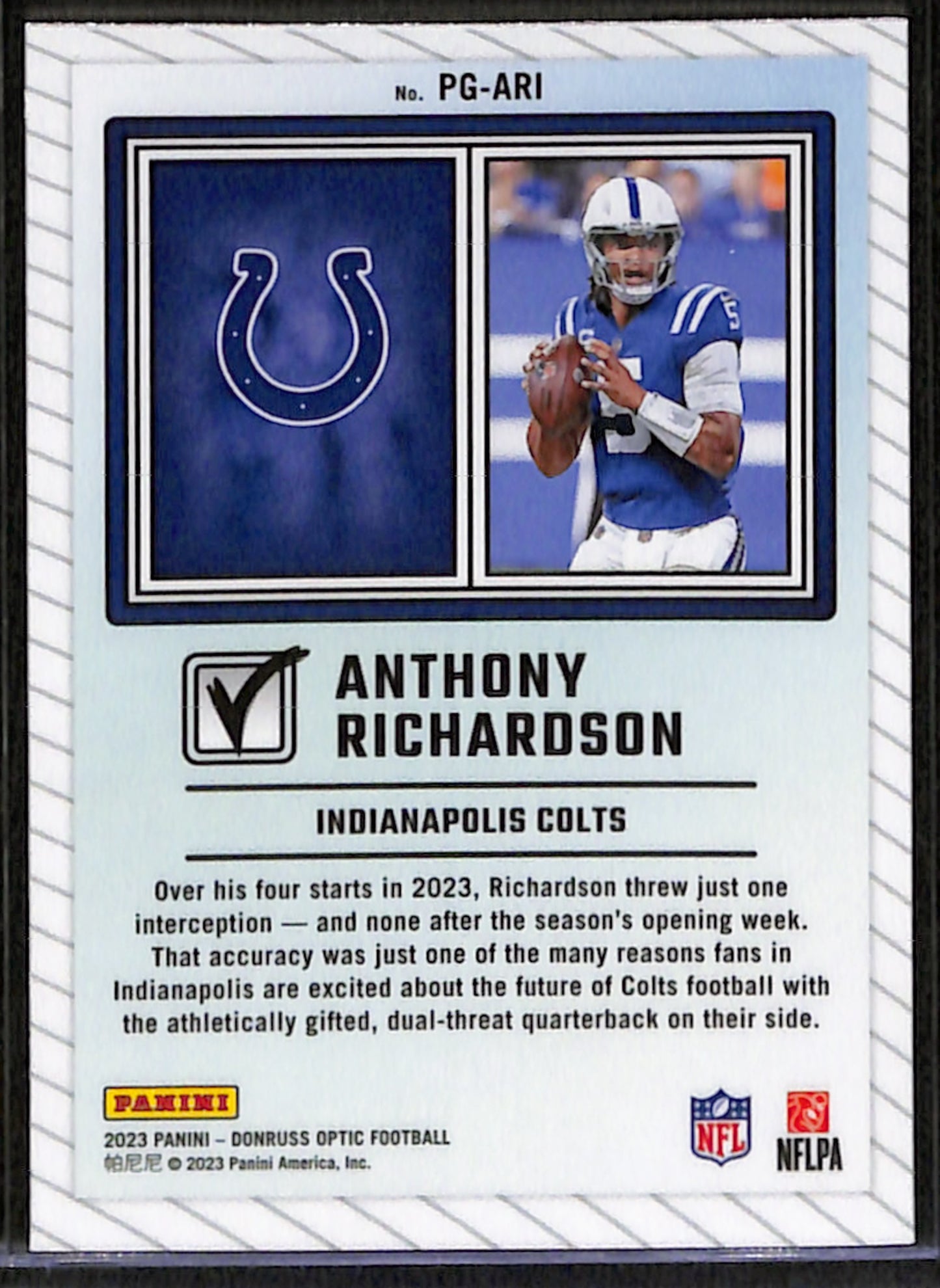 Anthony Richardson 2023 Donruss Optic Passing Grade #PG-ARI