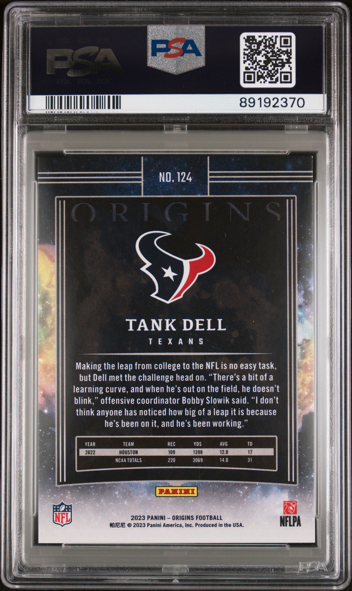 2023 Panini Origins Tank Dell Holo Orange /149 #124 PSA 9