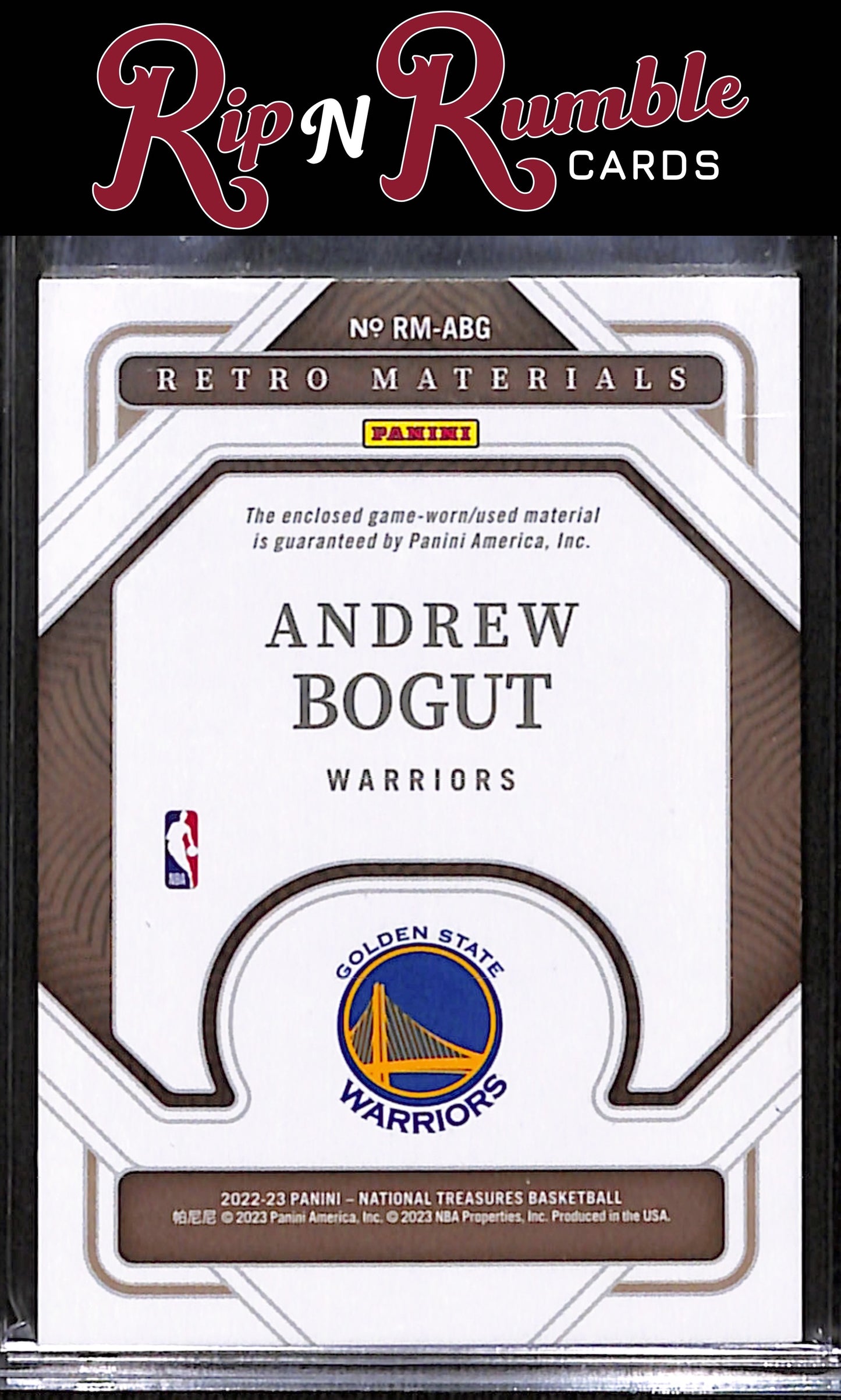 2022-23 Panini National Treasures Andrew Bogut Retro Materials /99 #RM-ABG