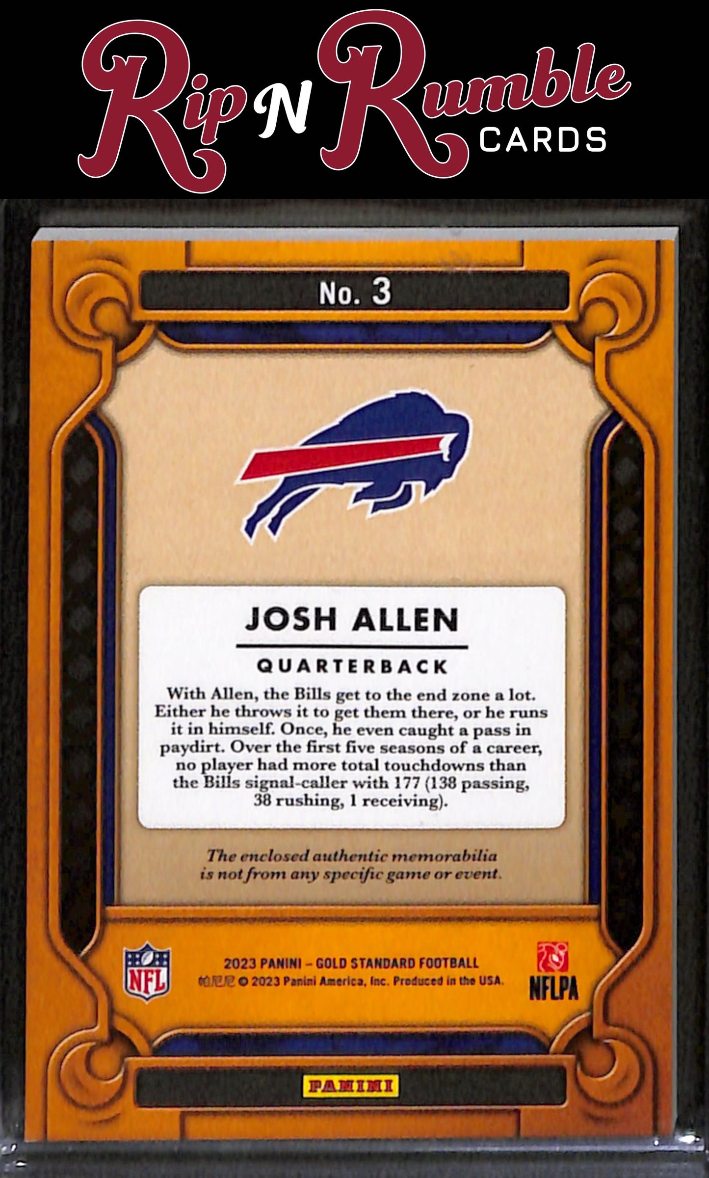 2023 Panini Gold Standard Josh Allen Heart of Gold Threads /199 #3