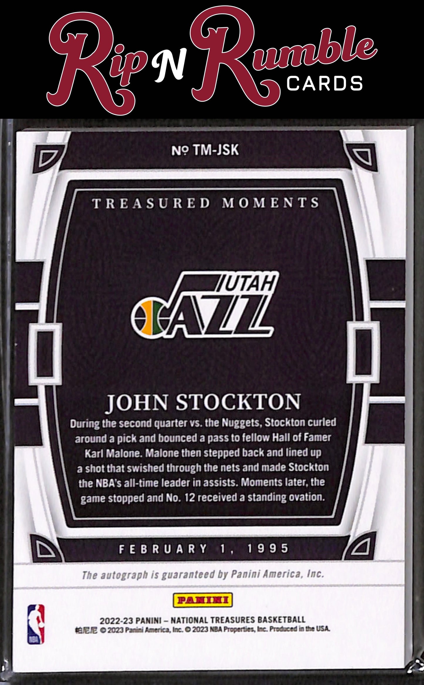 2022-23 National Treasures John Stockton Treasured Moments Bronze /25 #TM-JSK