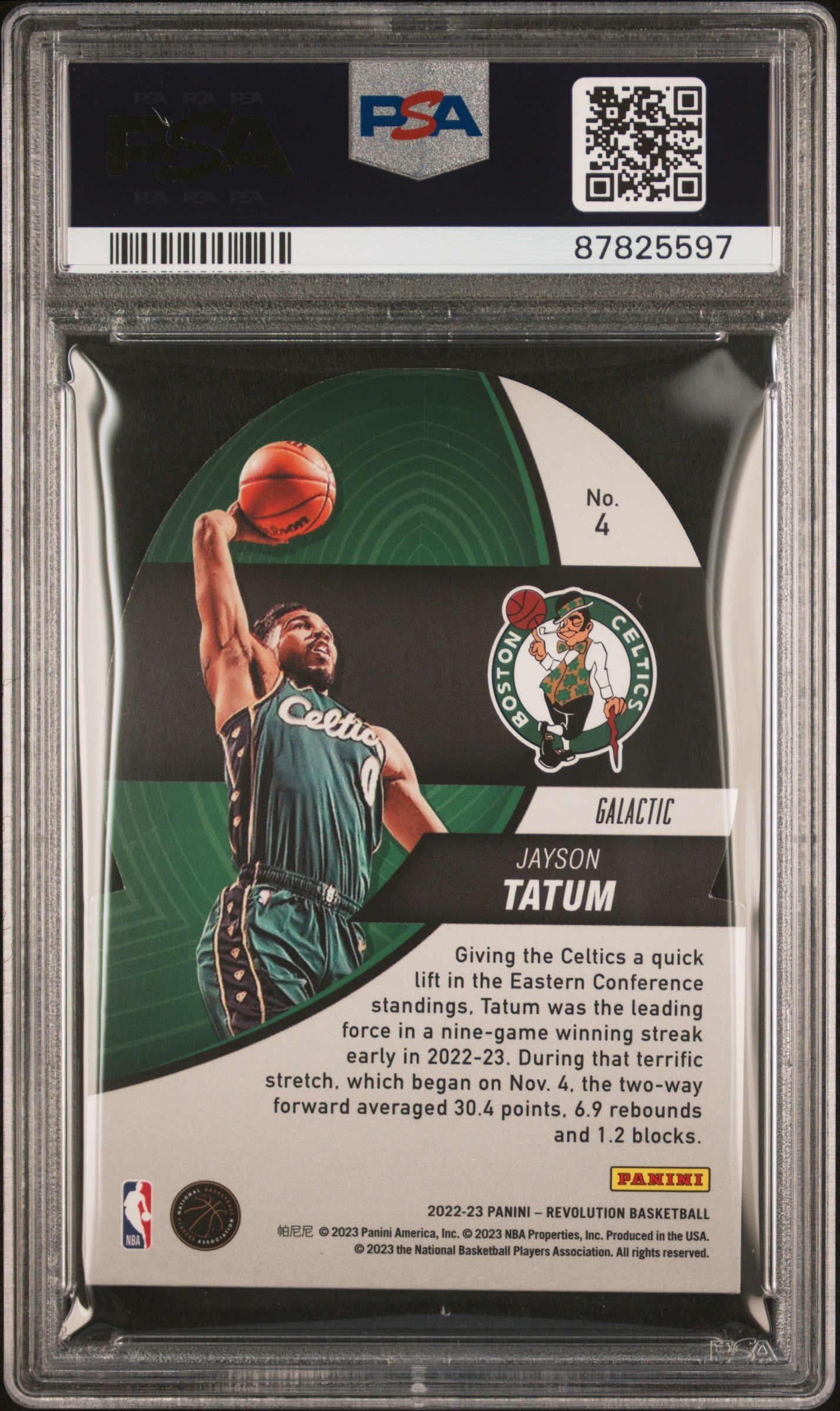 2022-23 Revolution Jayson Tatum Liftoff! Galactic #4 PSA 8