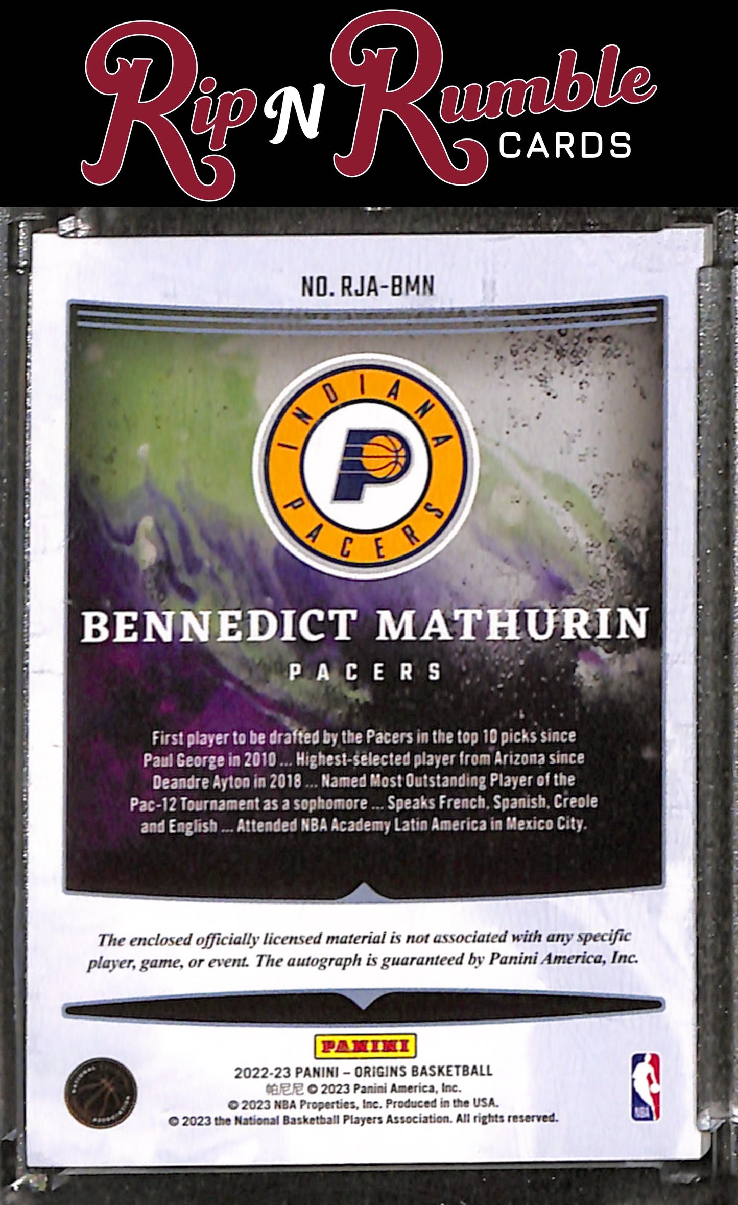 2022-23 Origins Bennedict Mathurin Rookie Jersey Autographs Blue /25 #RJA-BMN