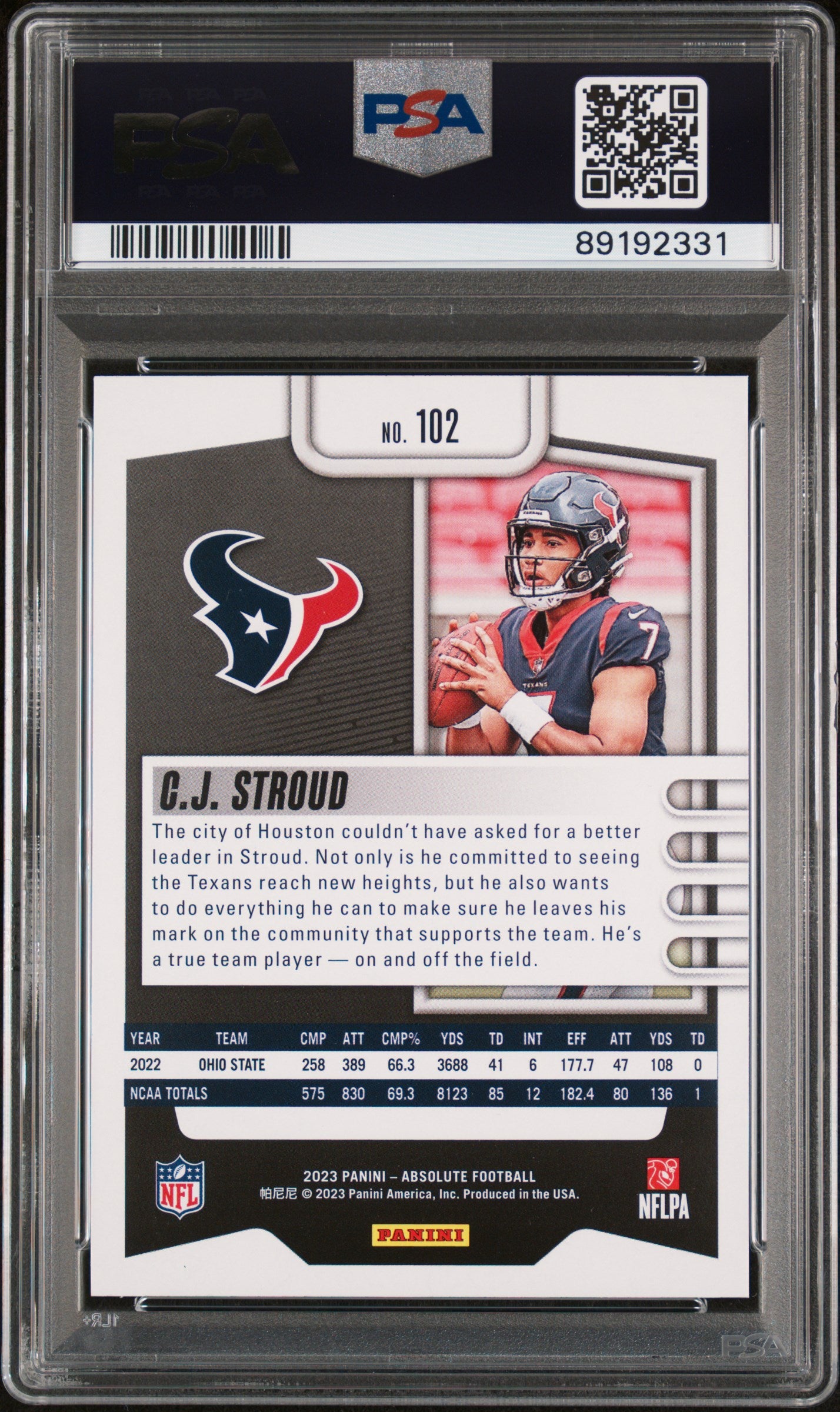 2023 Panini Absolute CJ Stroud #102 PSA 10