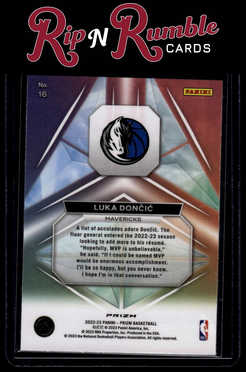 2022-23 Prizm Luka Doncic Prizmatic Fast Break #16