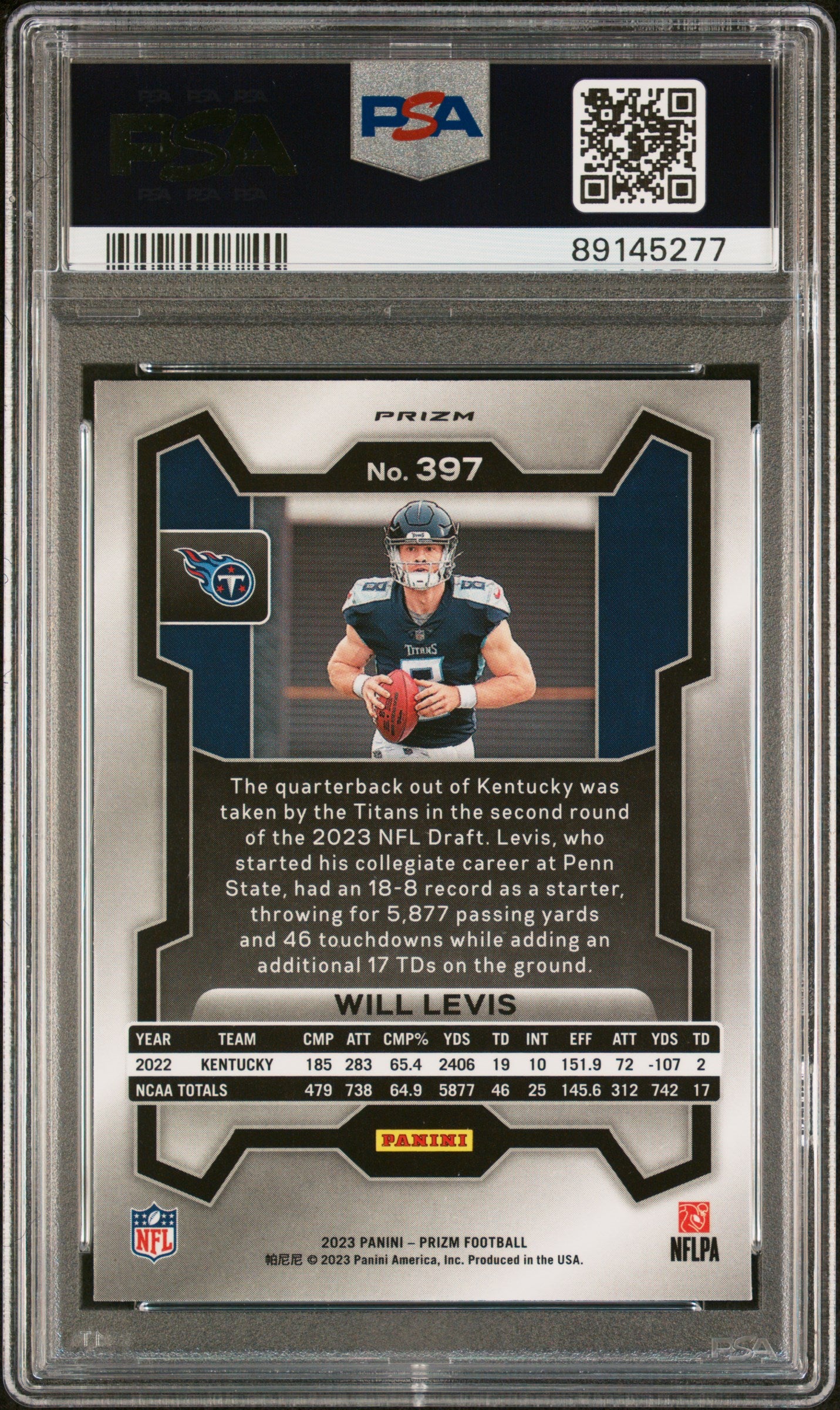 2023 Panini Prizm Will Levis Red White Blue #397 PSA 9