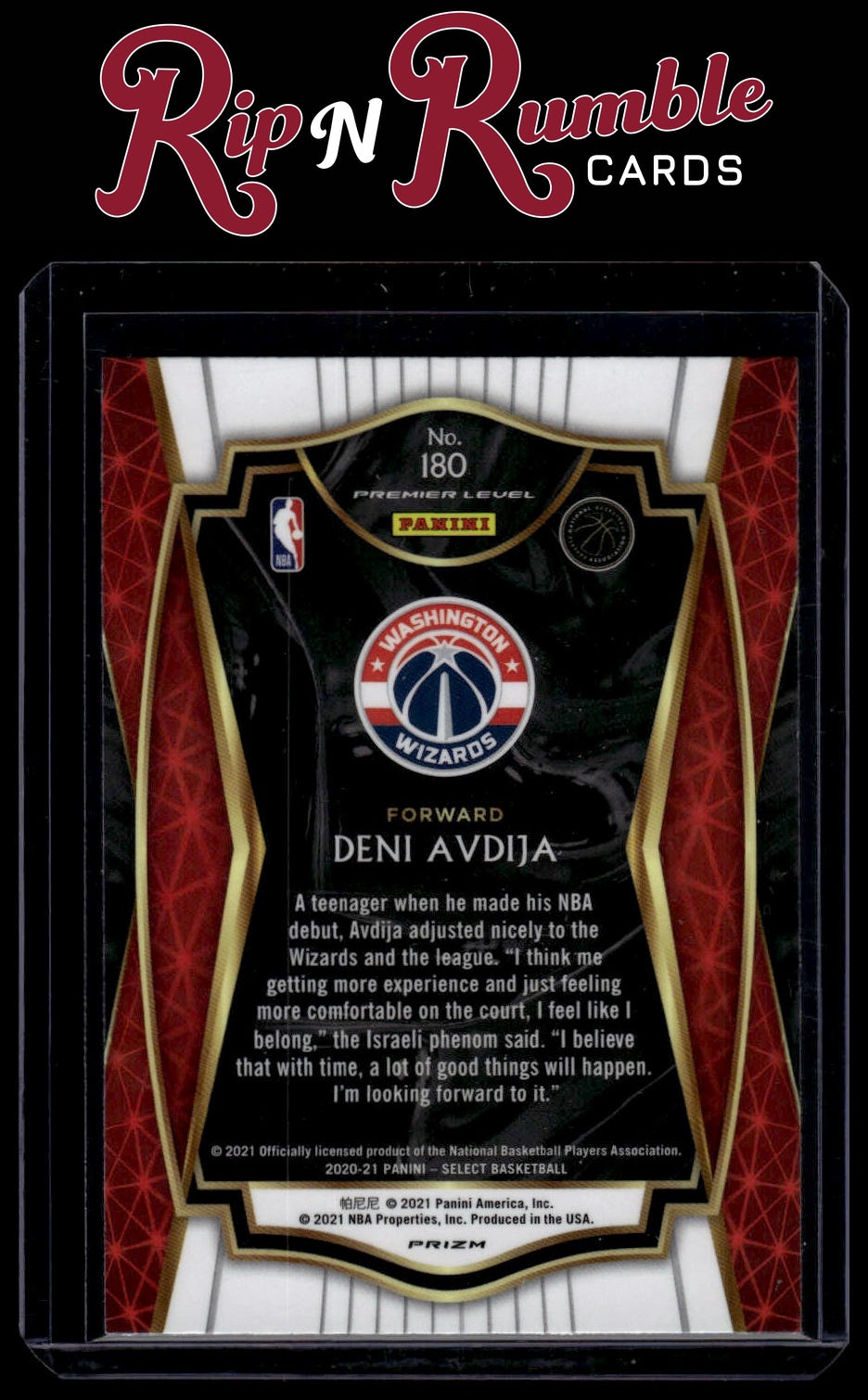 2020-21 Panini Select Deni Avdija Red White Orange Shimmer #180