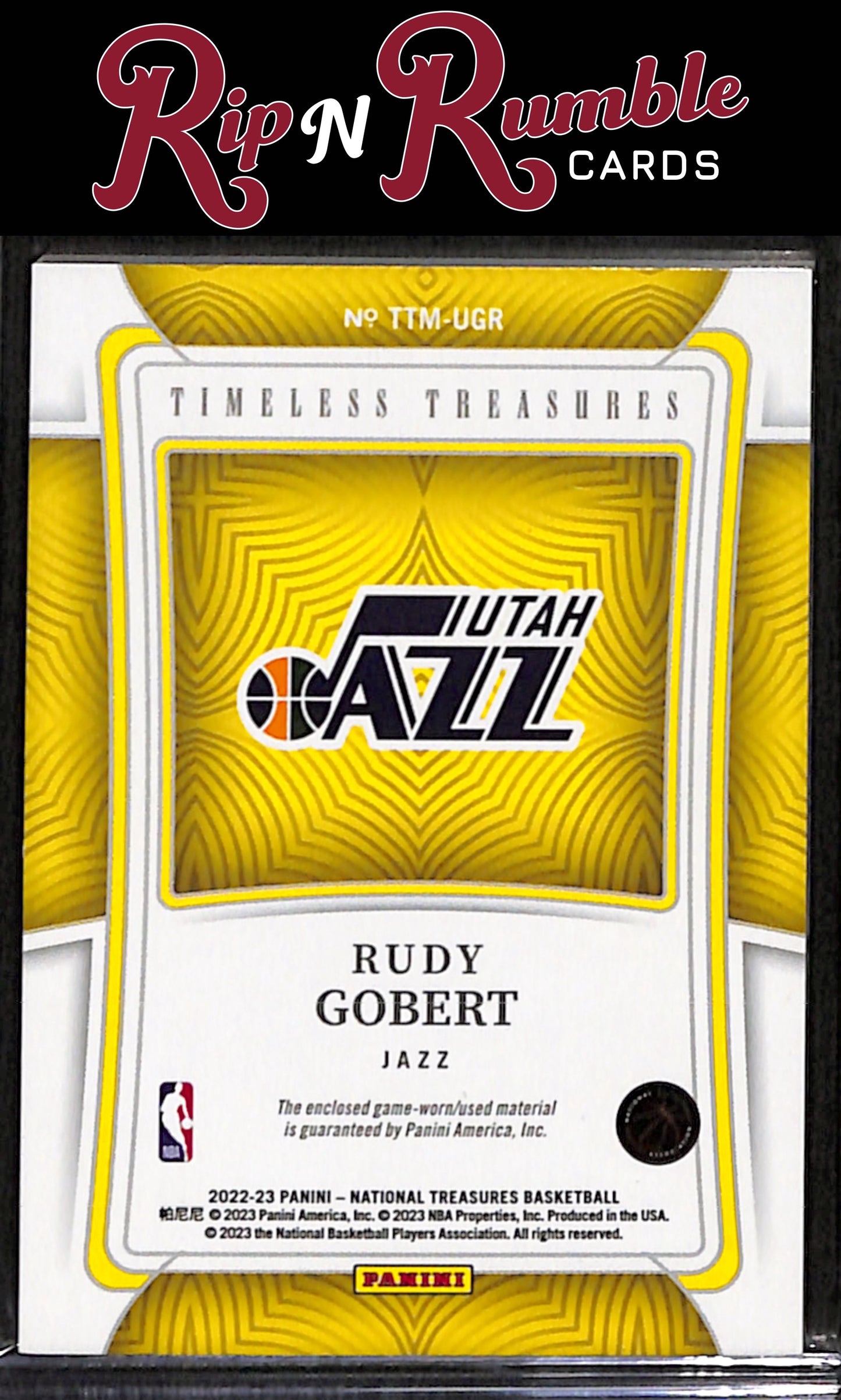 2022-23 National Treasures Rudy Gobert Timeless Treasures Materials Prime /25