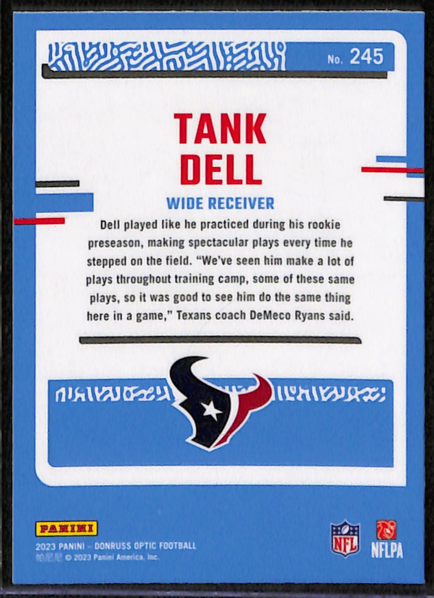 Tank Dell 2023 Donruss Optic #245