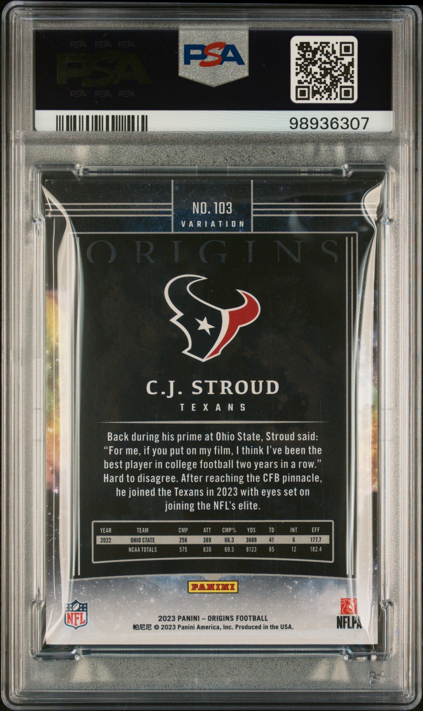 2023 Panini Origins CJ Stroud Variation #103 RC PSA 9