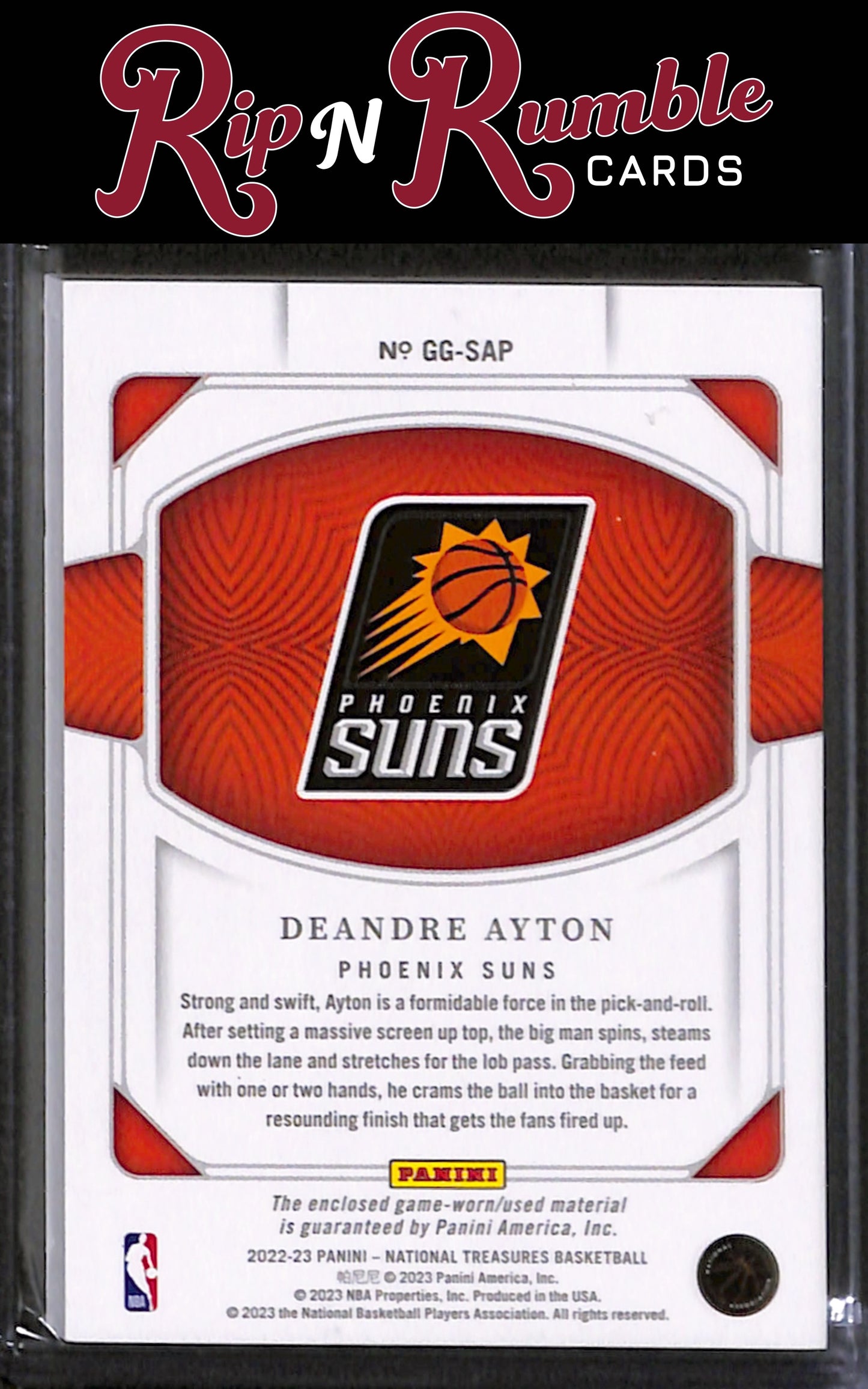 2022-23 Panini National Treasures Deandre Ayton Game Gear /99 #GG-SAP