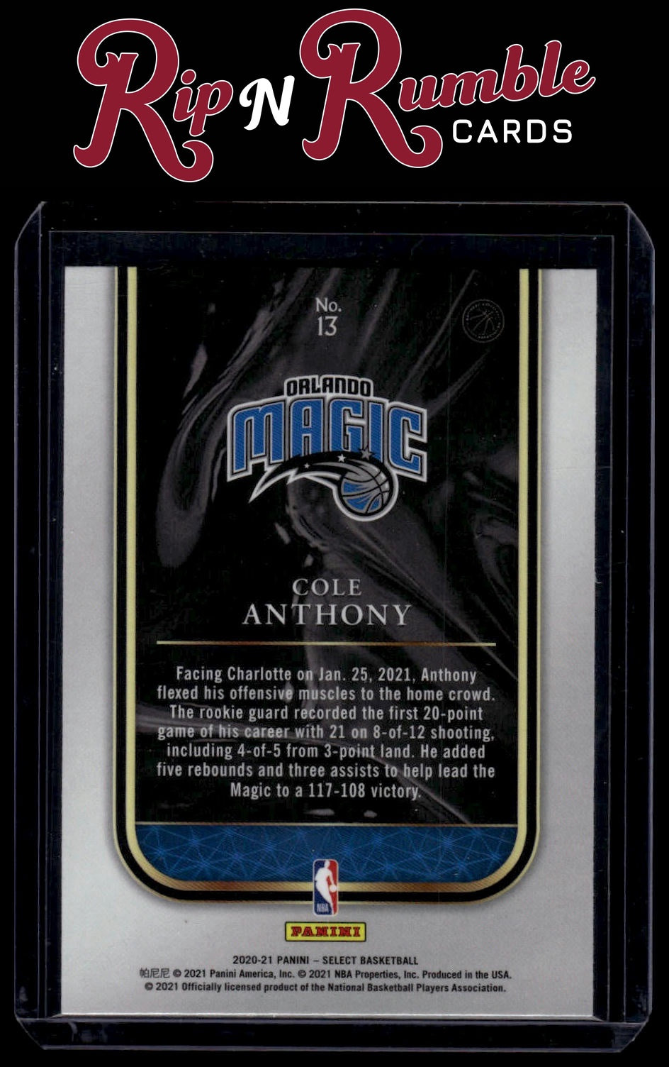 2020-21 Panini Select Cole Anthony Rookie Selections #13