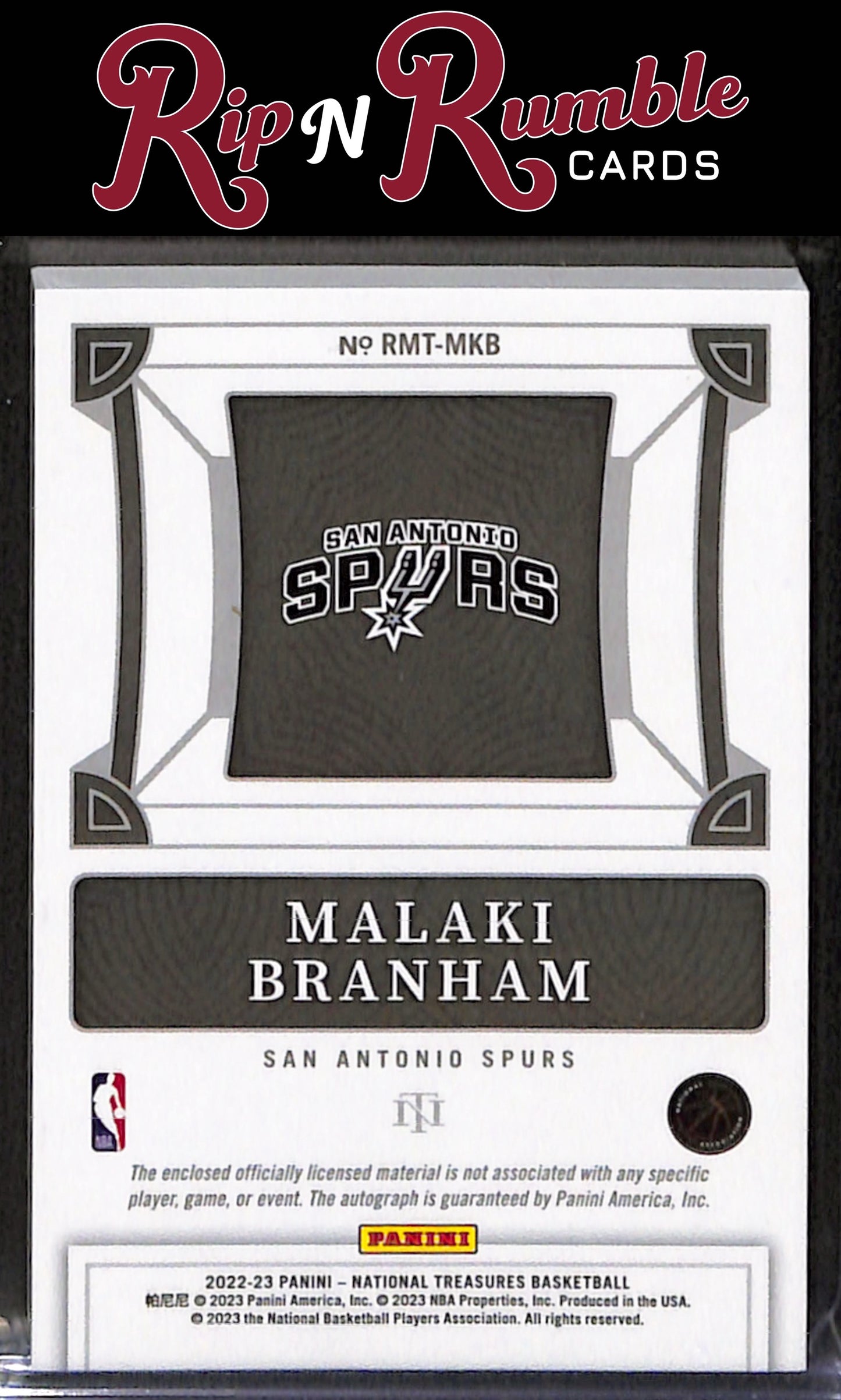 2022 Panini National Treasures Malaki Branham Rookie Materials Autos Triple /99