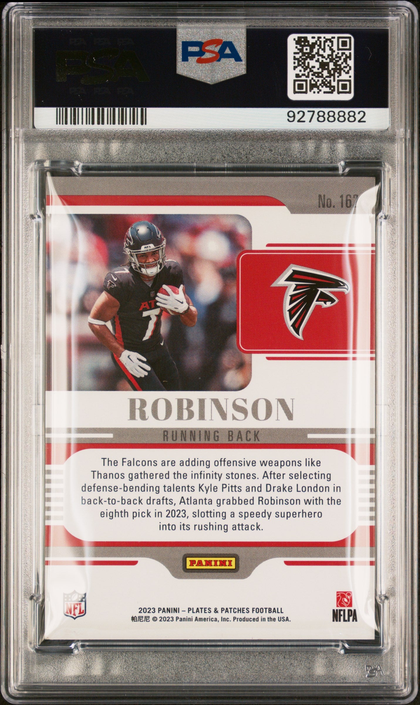 2023 Panini Plates & Patches Bijan Robinson Green /25 #162 PSA 8