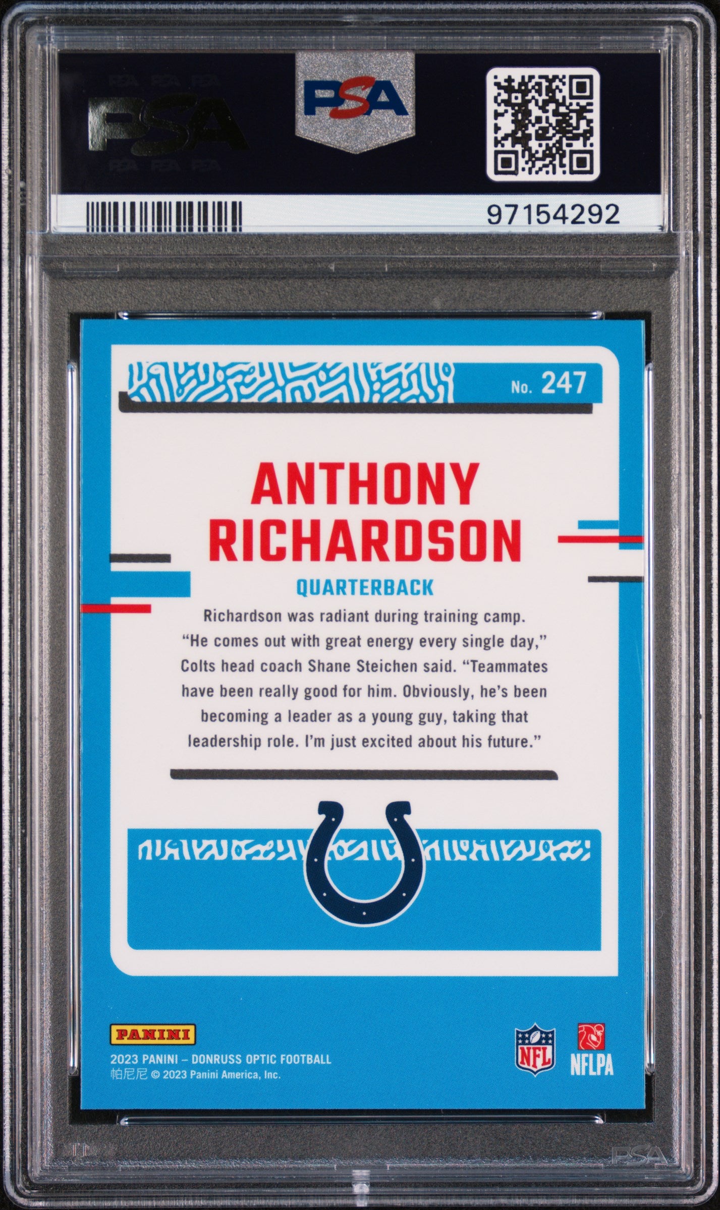 2023 Panini Donruss Optic Anthony Richardson #247 RC PSA 9