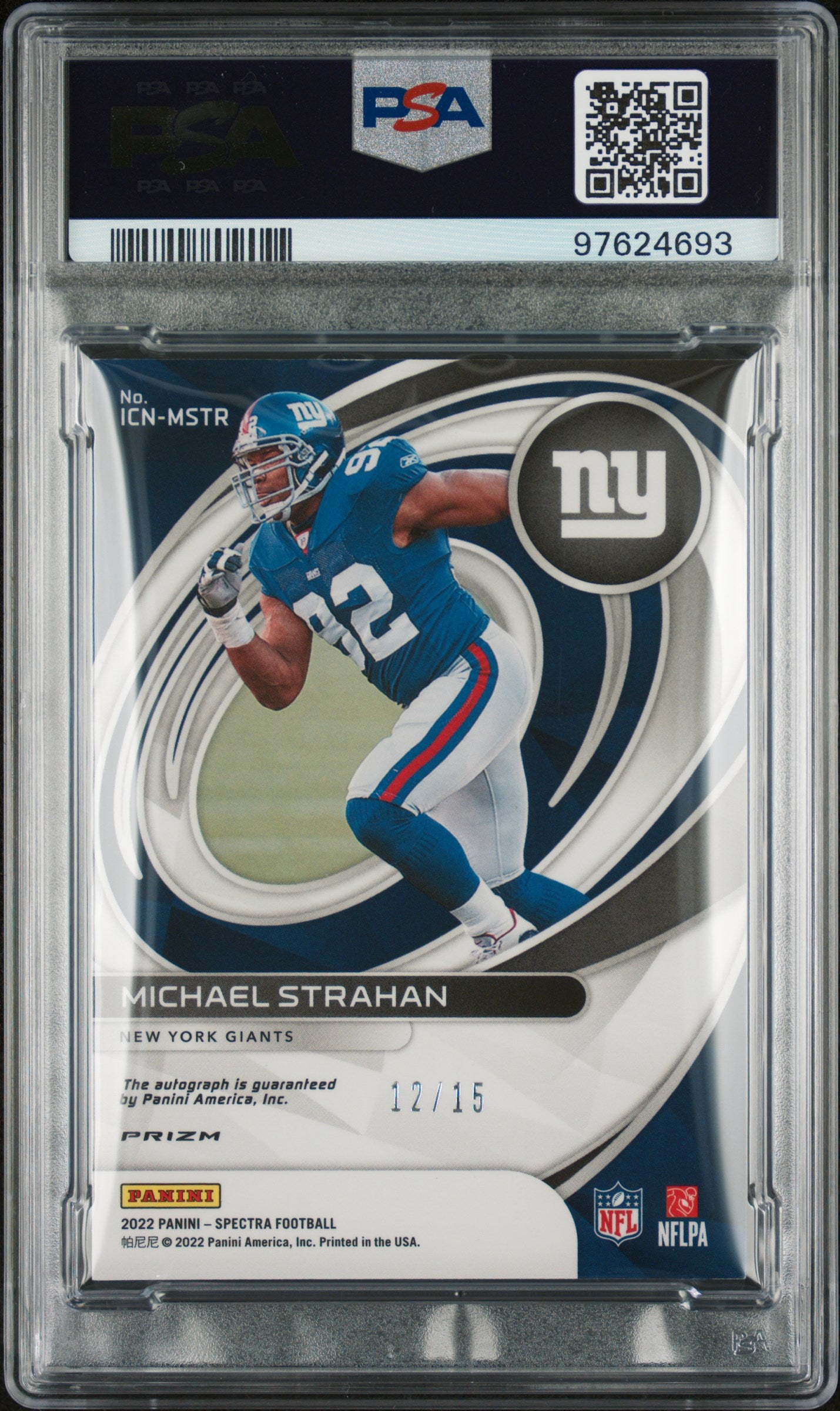 2022 Panini Spectra Michael Strahan Icons Auto Hyper /15 #MSTR PSA 8