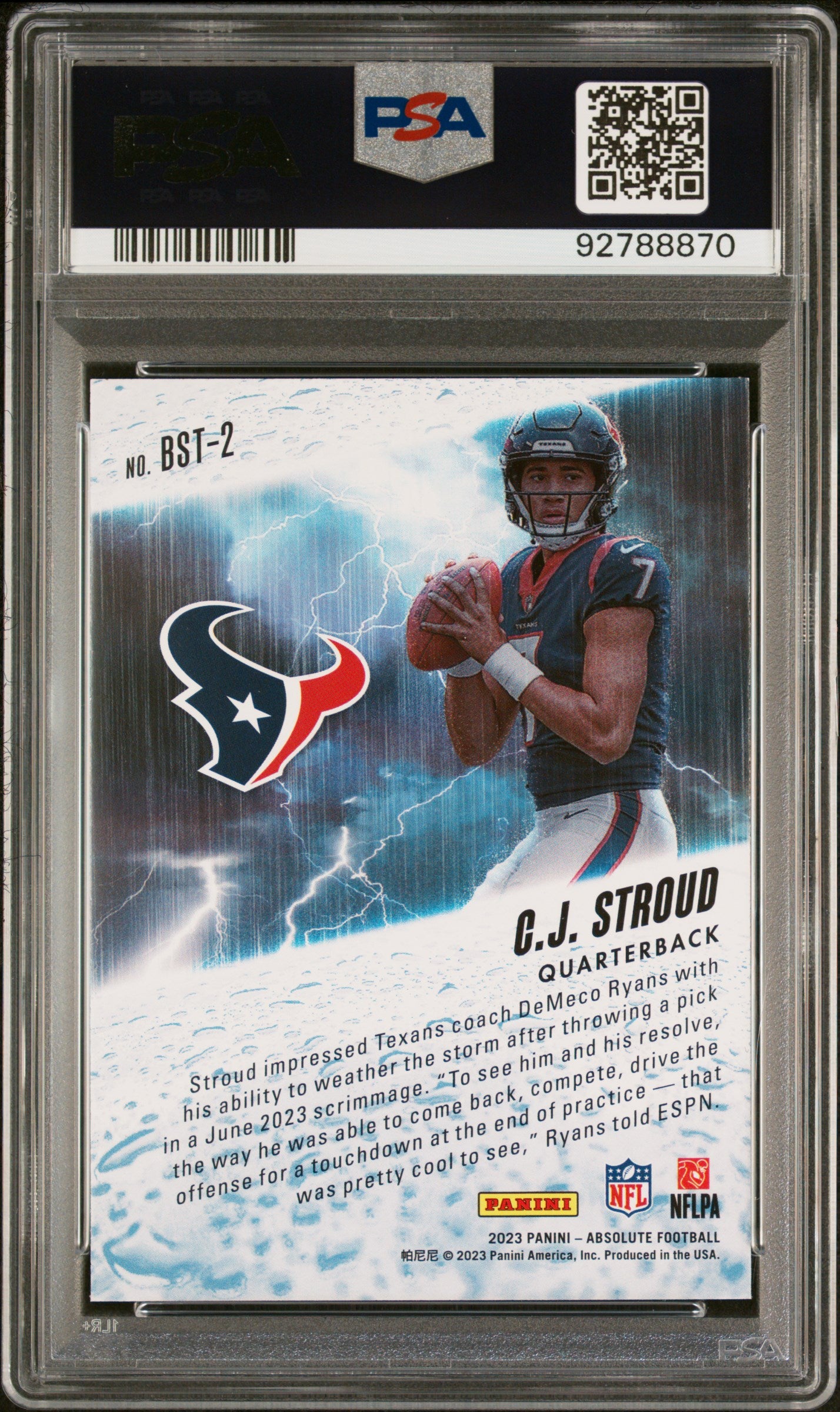 2023 Panini Absolute CJ Stroud By Storm #BST2 PSA 9