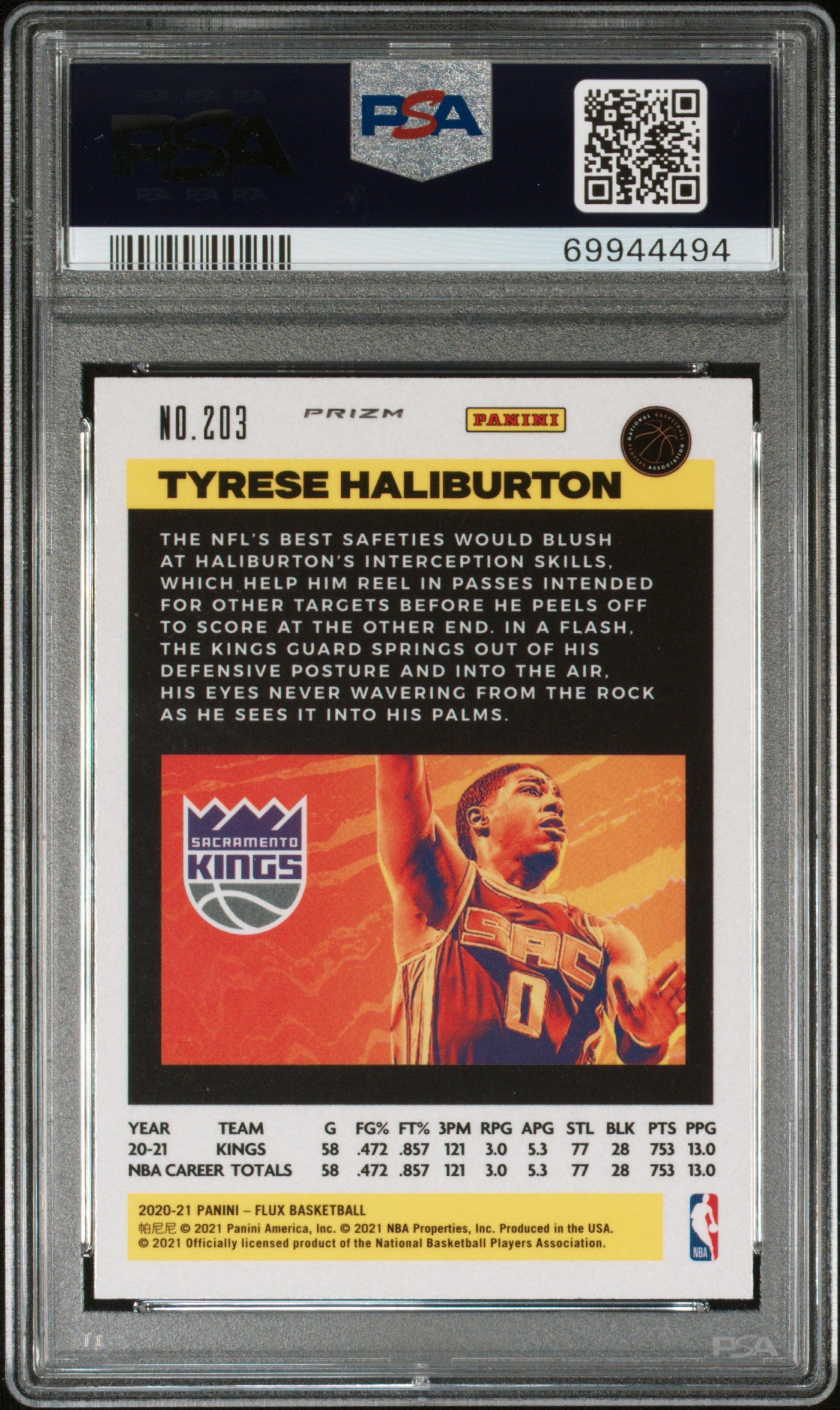 2020-21 Flux Tyrese Haliburton Fanatics Cracked Ice #203 PSA 9