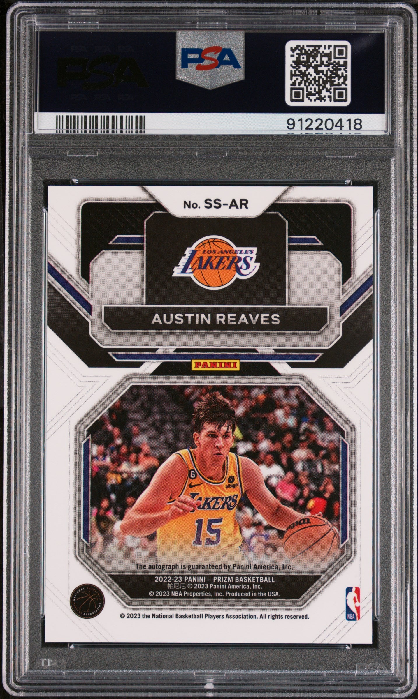 Austin Reaves 2022 Panini Prizm Sensational Signatures #SSAR PSA 9 Auto 10