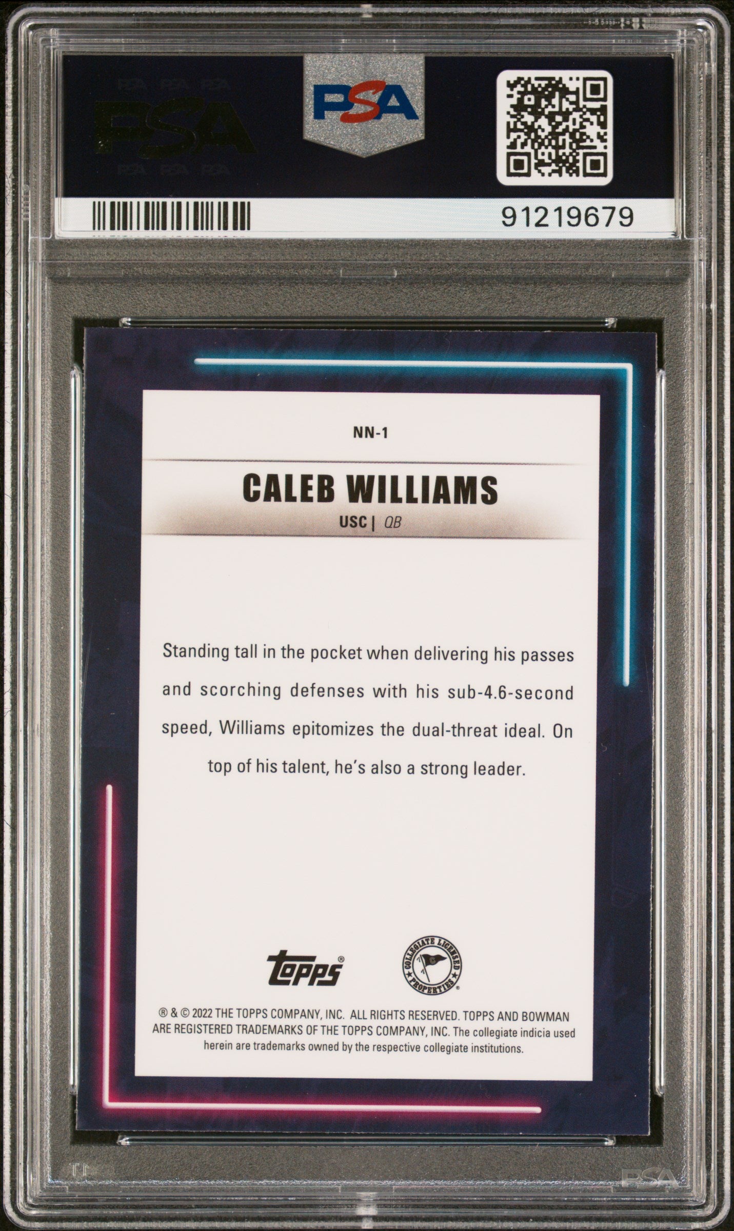 2022 Bowman's Best University Caleb Williams Neon Neophytes #NN1 PSA 10