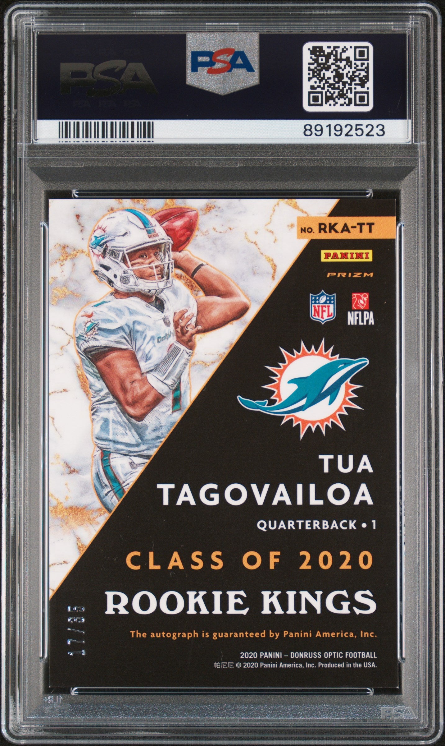 Tua Tagovailoa 2020 Panini Donruss Optic Rookie Kings Autographs /35 #TT PSA 9 9