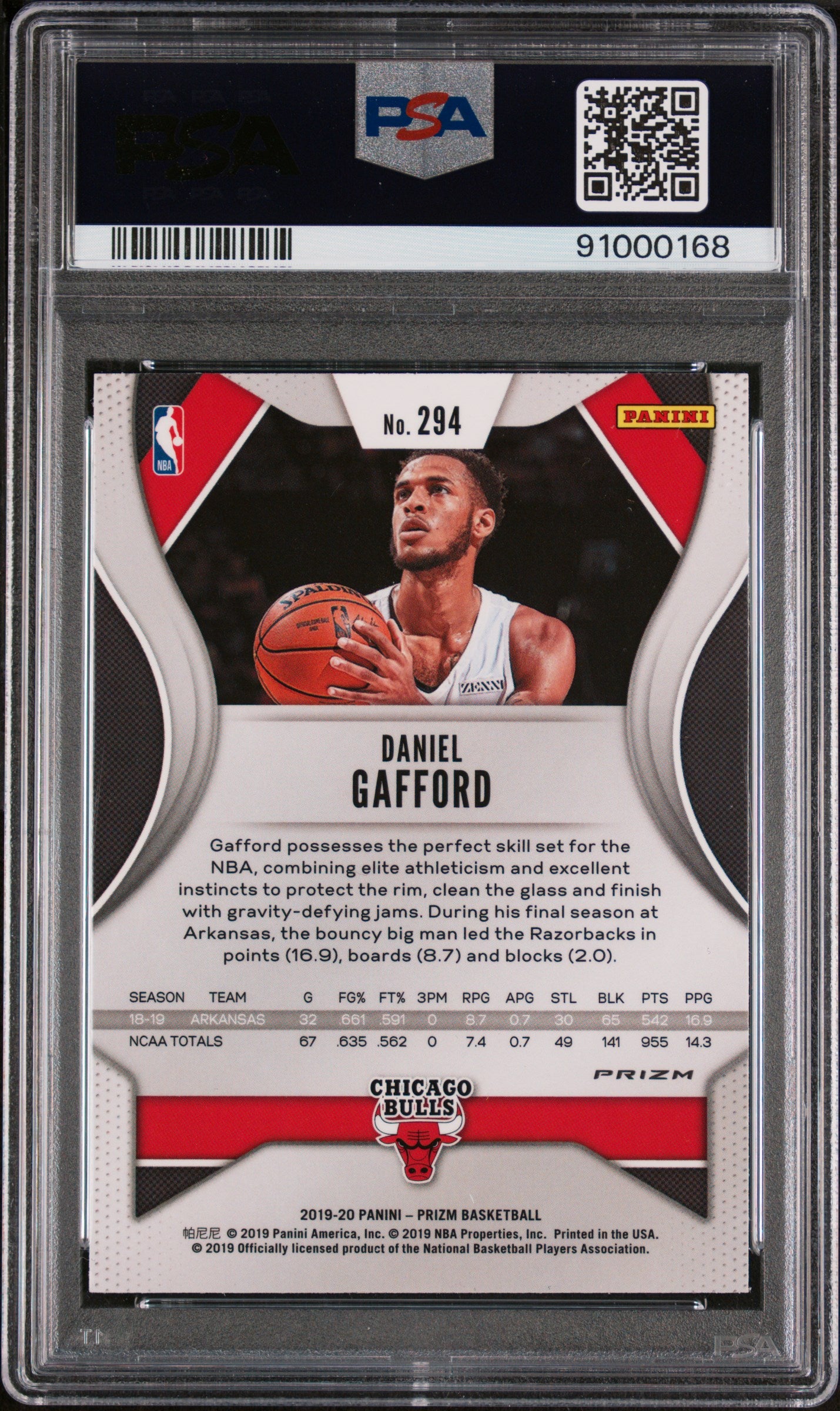 2019 Panini Prizm Daniel Gafford Green Prizm #294 PSA 10