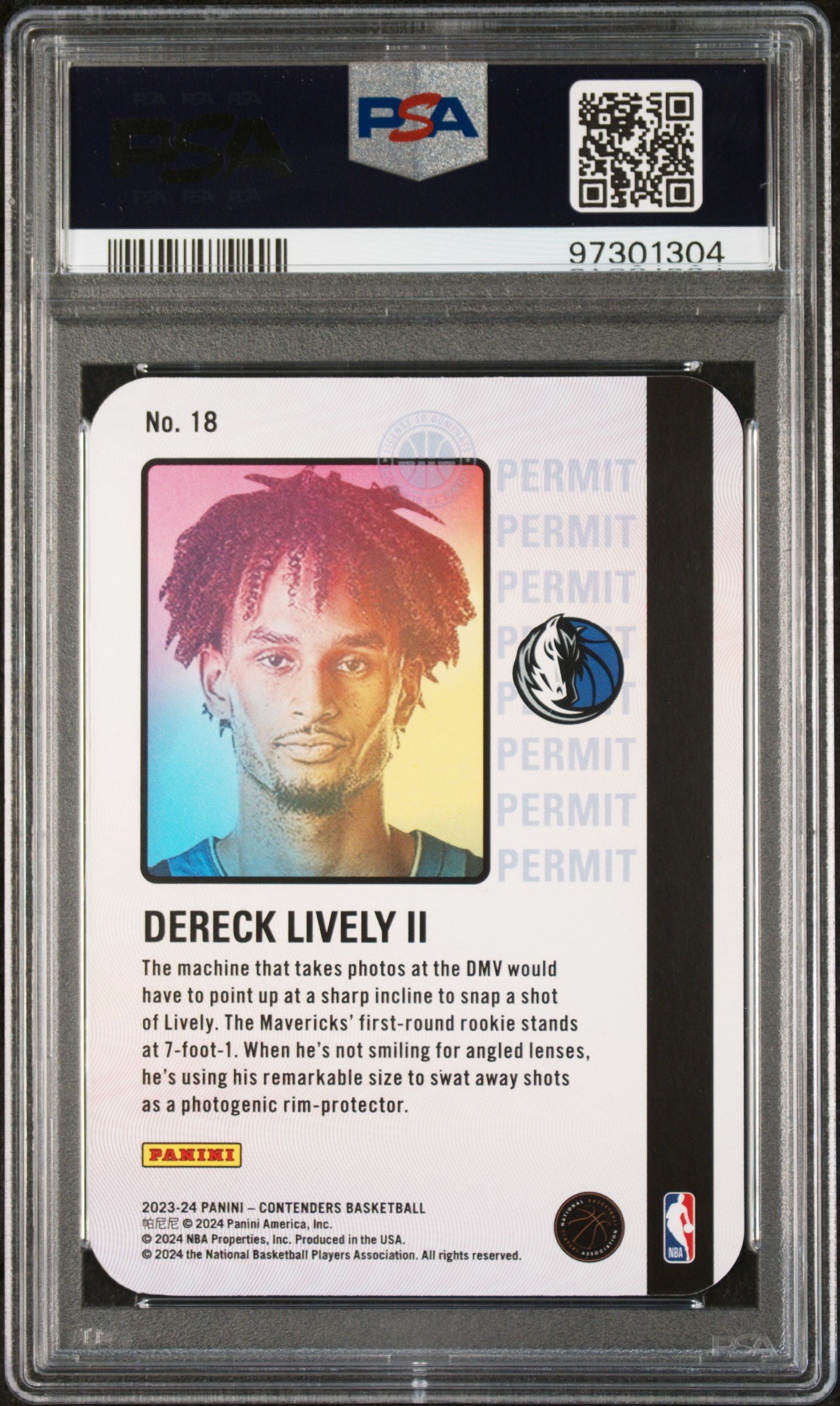 2023 Panini Contenders Dereck Lively II Permit To Dominate #18 RC PSA 9