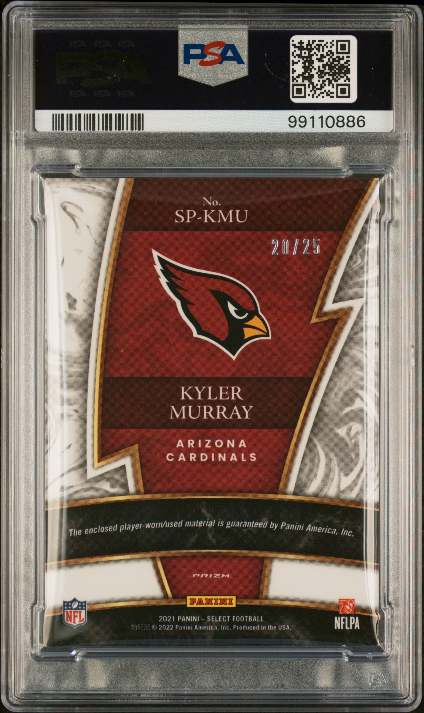 2021 Panini Select Kyler Murray Sparks Relics Tie Dye Prizm /25 #SPKMU PSA 8