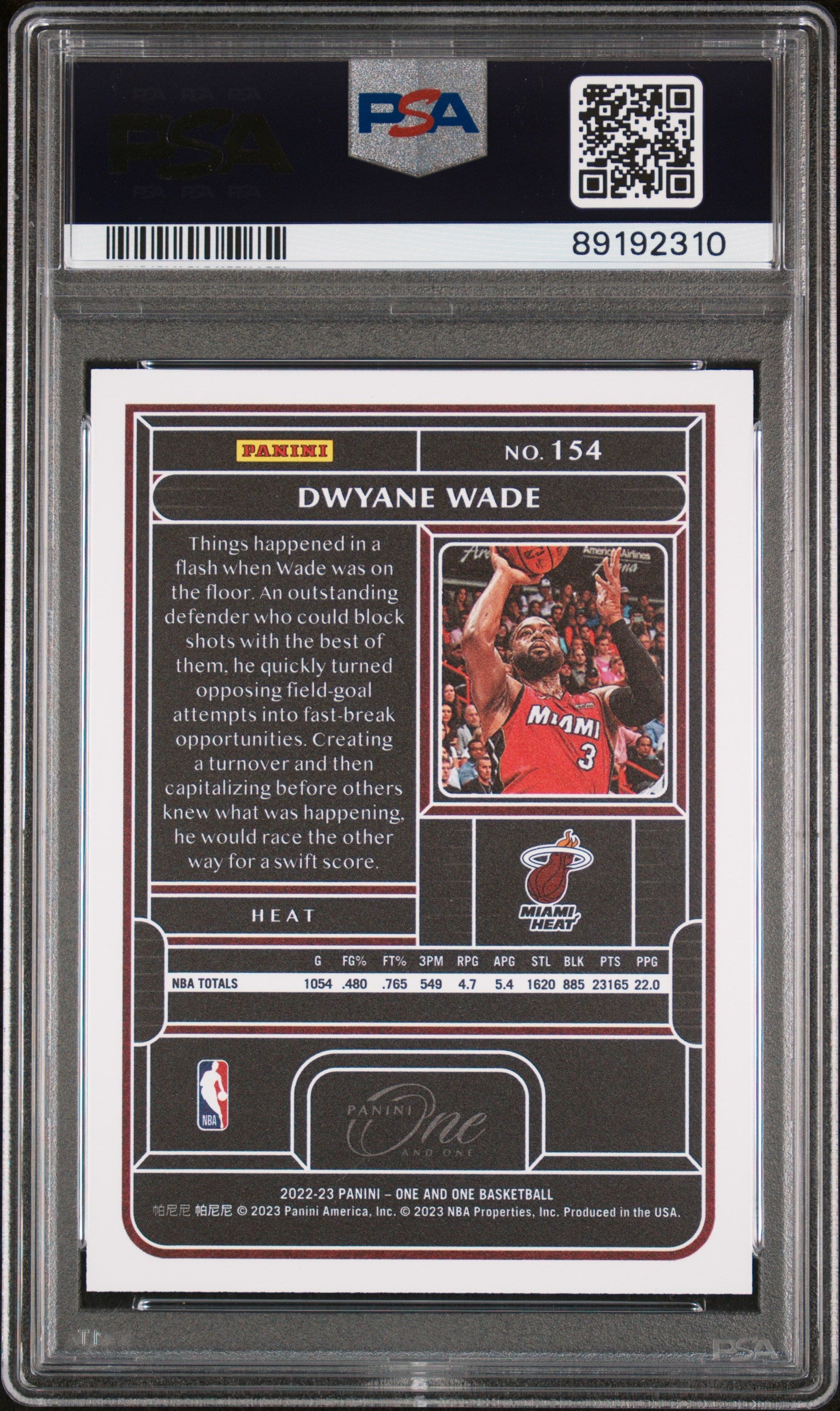 2022 Panini One And One Dwyane Wade Pink FOTL /6 #154 PSA 10 POP 1