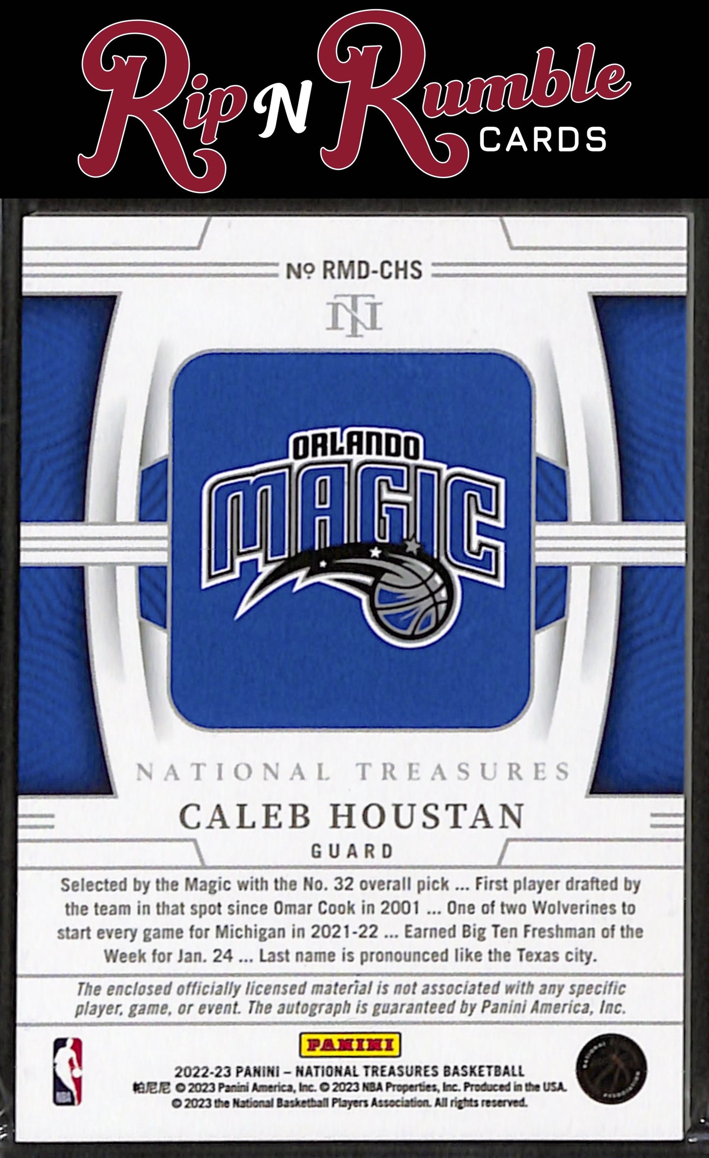 2022-23 National Treasures Caleb Houstan Rookie Materials Autographs Dual /99