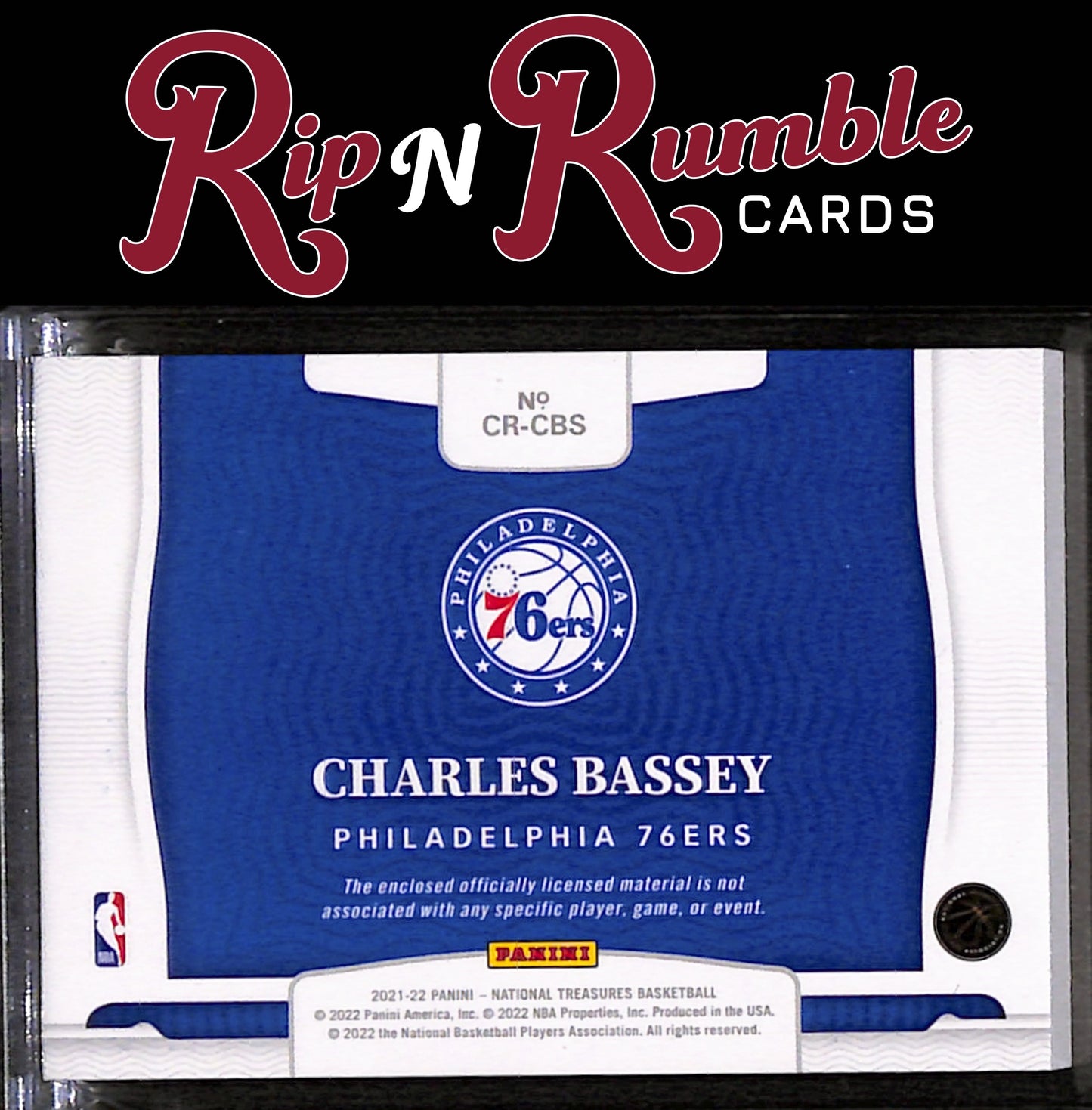 2021-22 Panini National Treasures Charles Bassey Colossal Rookie Mat Prime /25