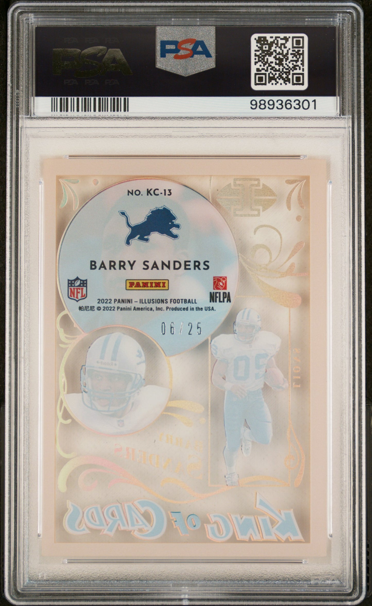 2022 Panini Illusions Barry Sanders King Of Cards Orange /25 #KC13 PSA 9