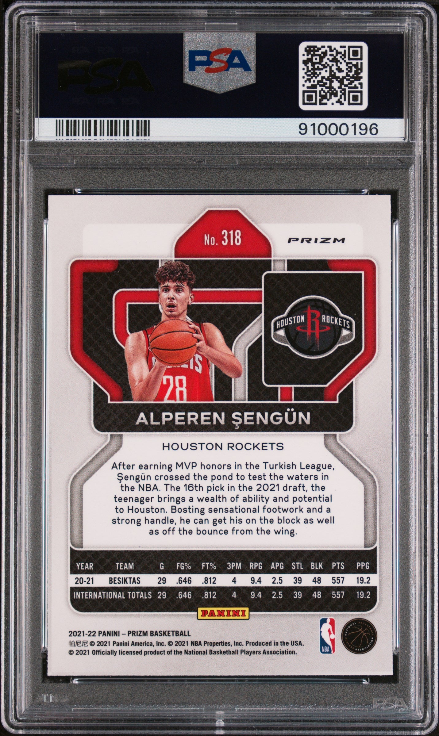 Alperen Sengun 2021 Panini Prizm Orange Ice #318 PSA 8 RC