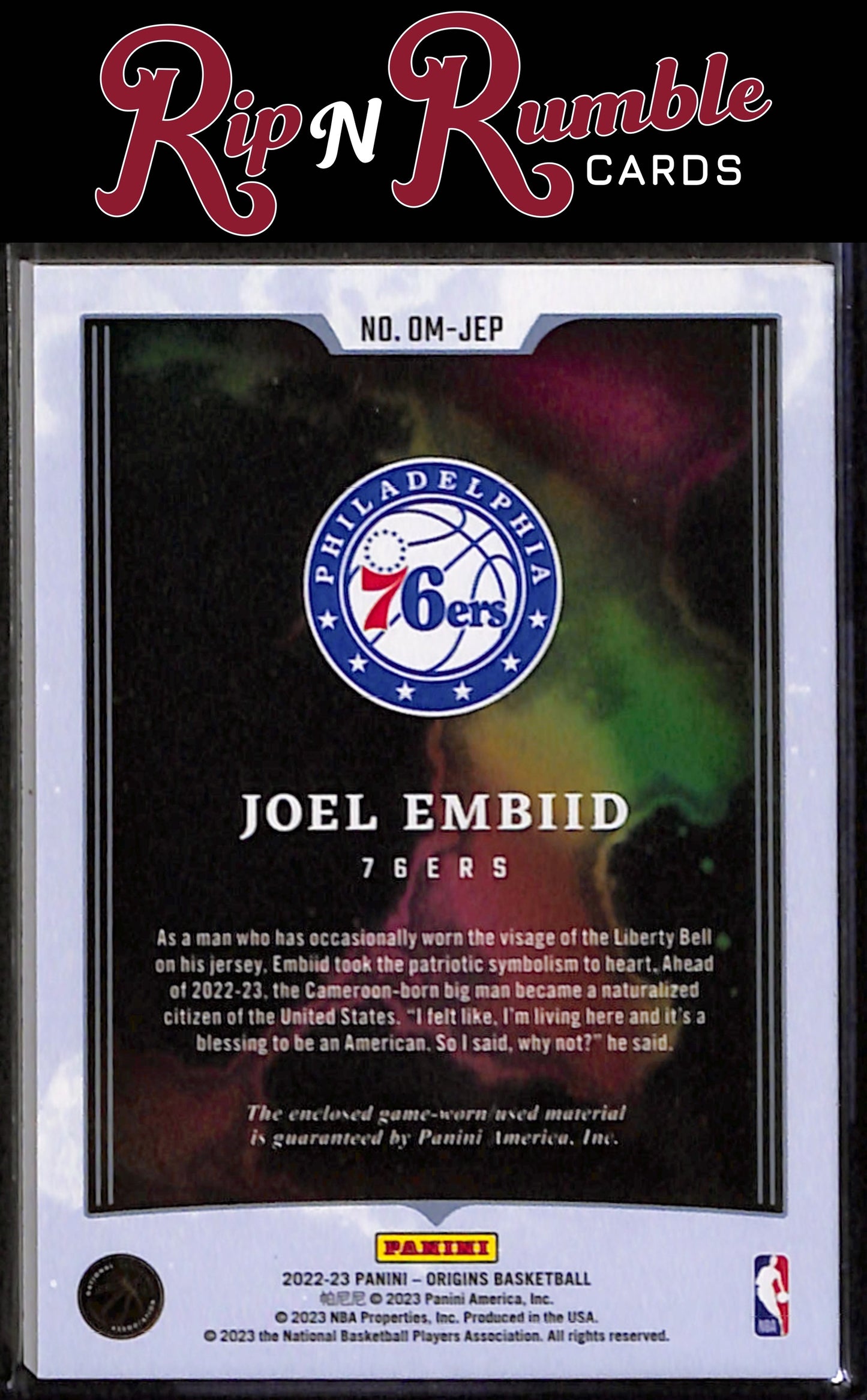 2022-23 Origins Joel Embiid Origins Memorabilia #OM-JEP