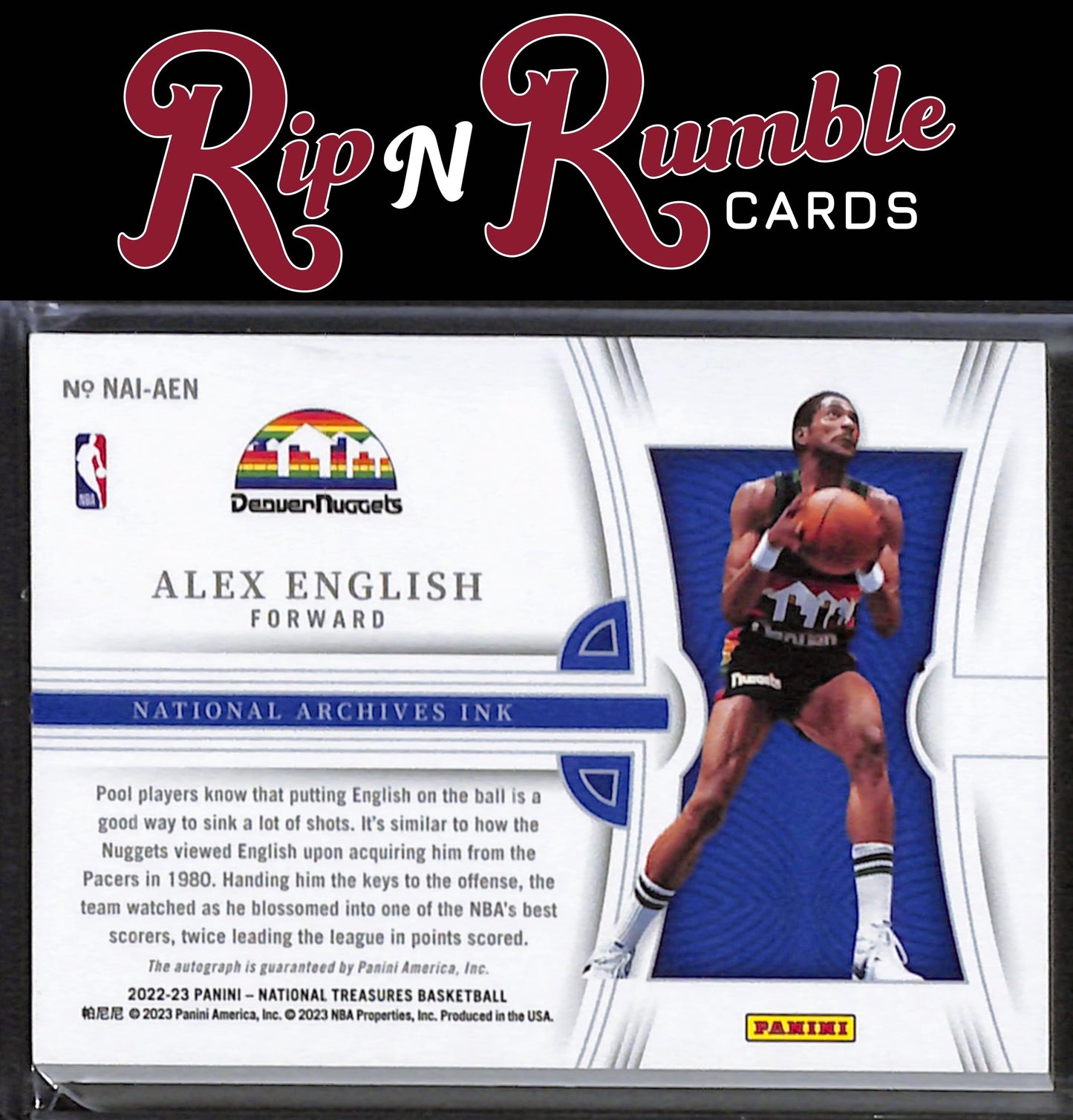 2022-23 National Treasures Alex English National Archives Ink /99 #NAI-AEN