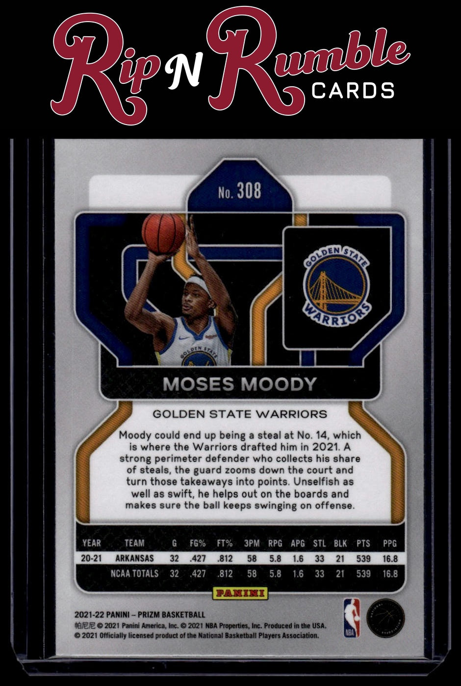 2021-22 Prizm Moses Moody #308