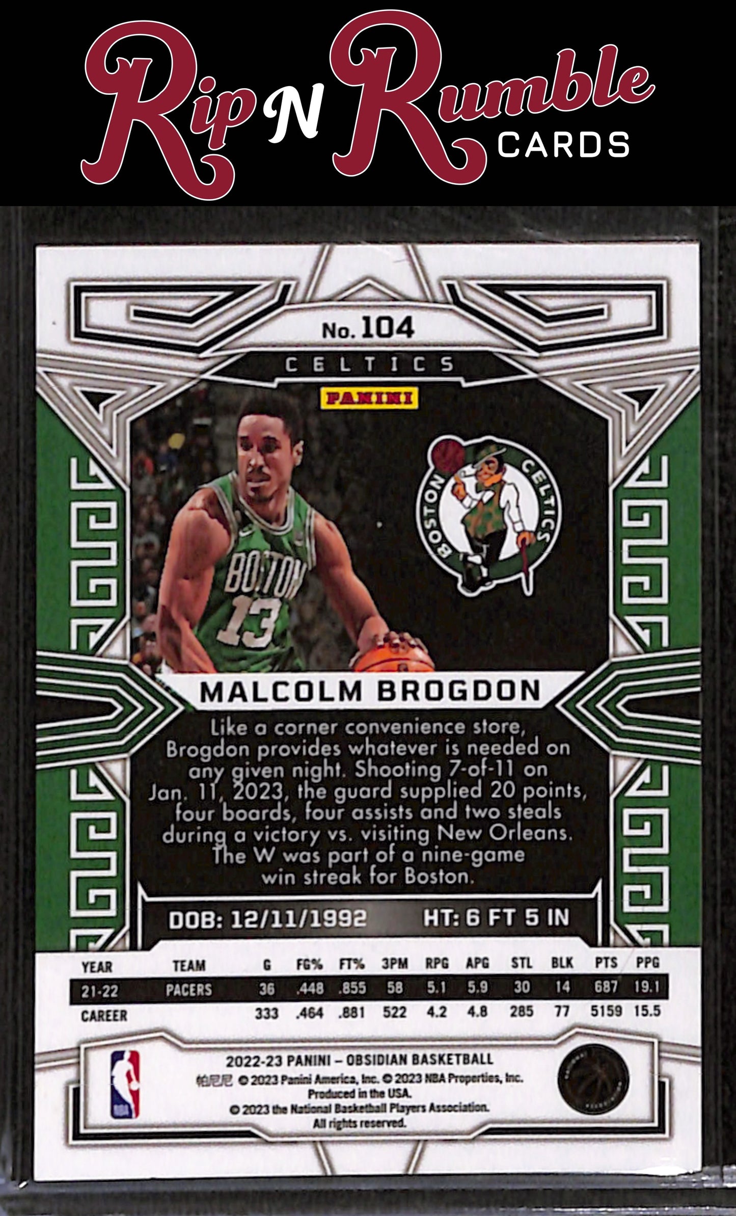 2022-23 Obsidian Malcolm Brogdon Electric Etch White Pulsar #104