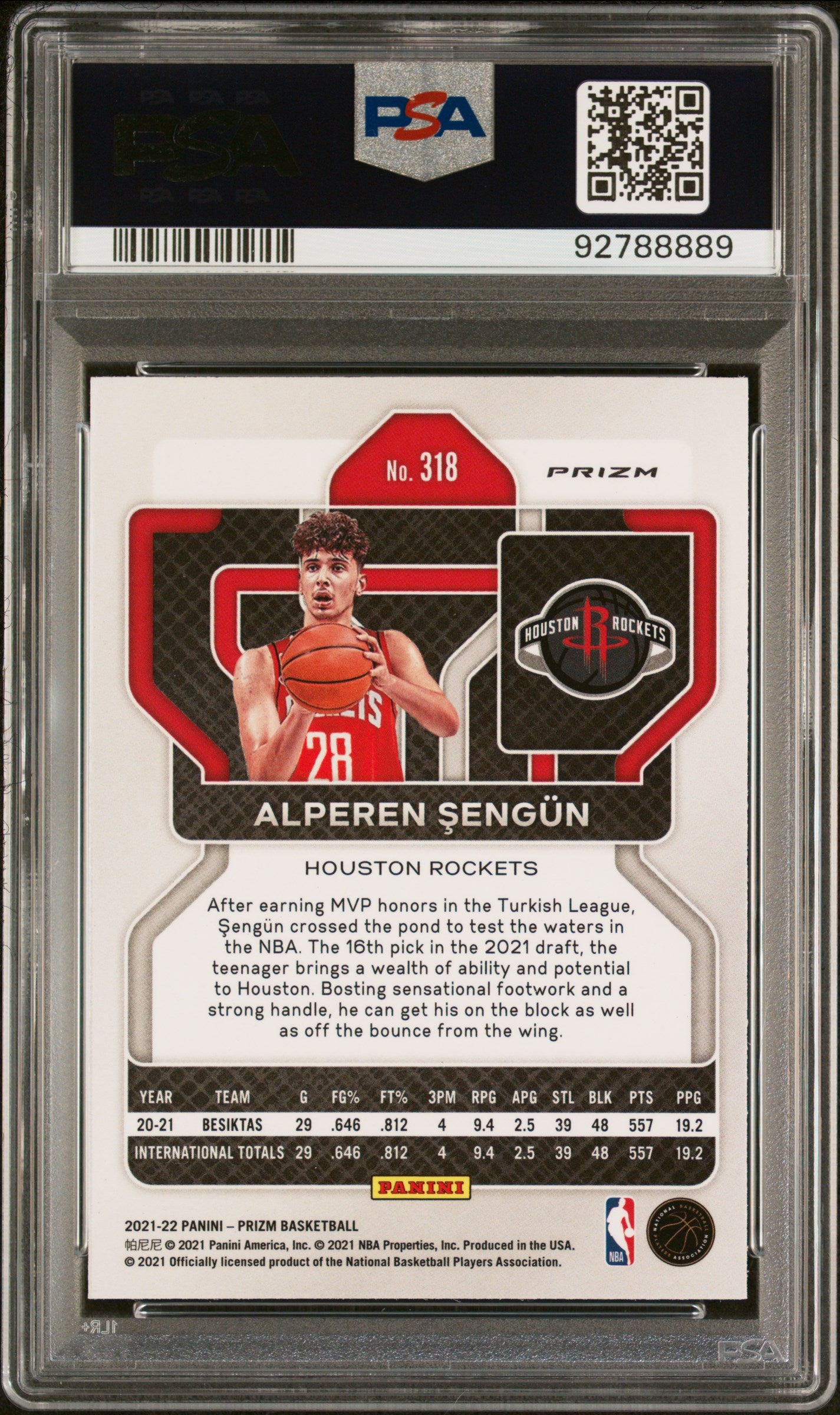 2021 Panini Prizm Alperen Sengun Red Ice #318 PSA 9