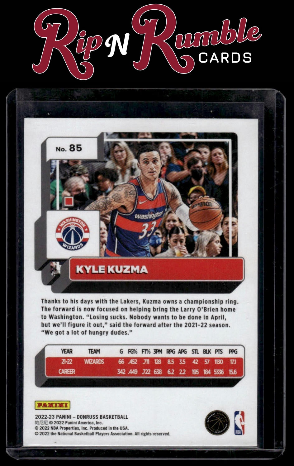 2022-23 Donruss Kyle Kuzma Holo Laser Green #85