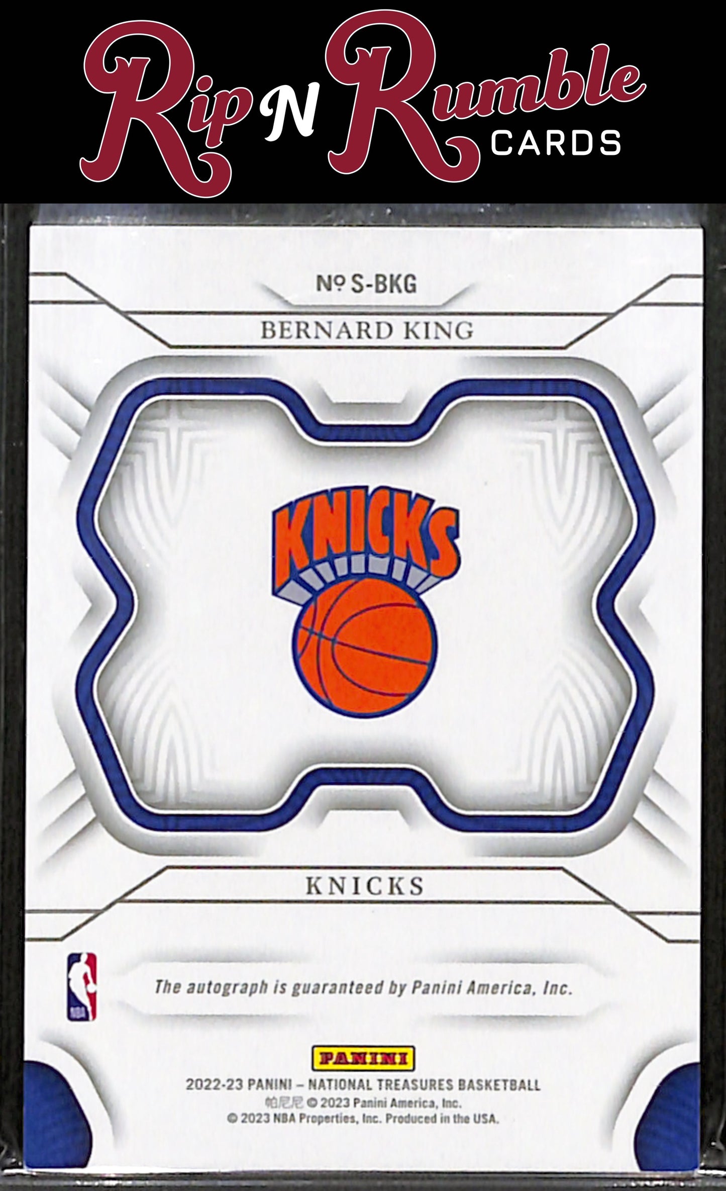 2022-23 Panini National Treasures Bernard King Signatures /99 #S-BKG