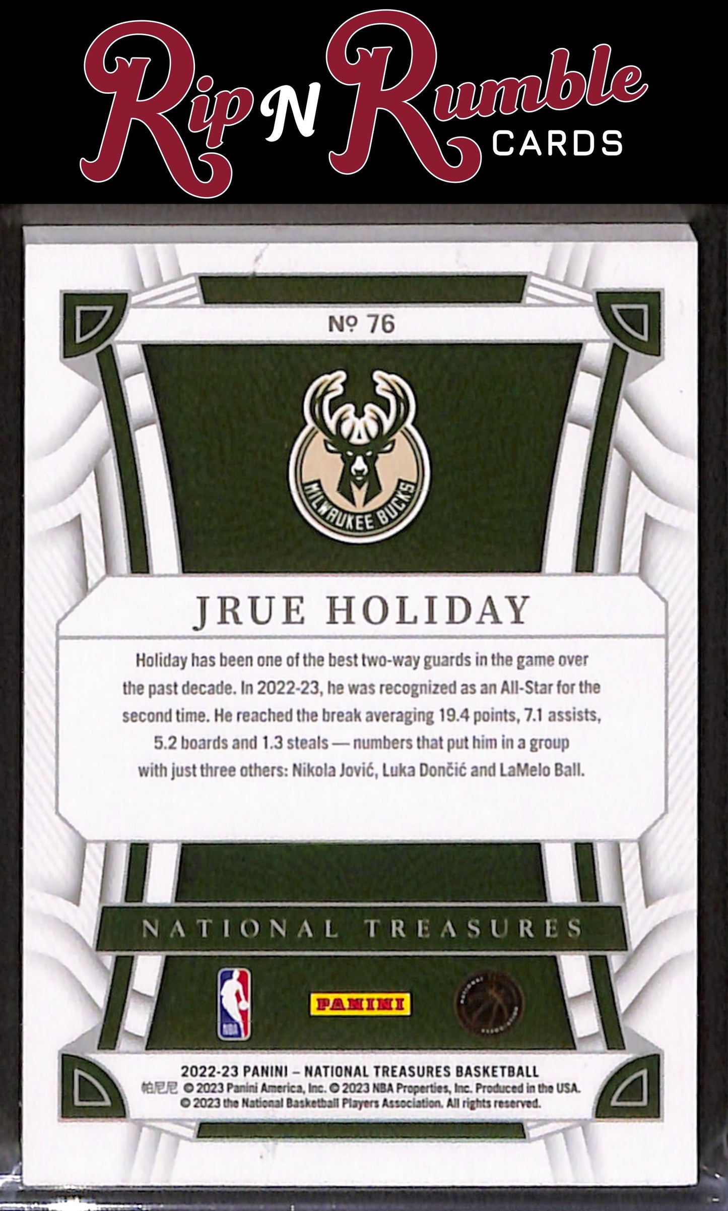 2022-23 National Treasures Jrue Holiday Red /75 #76