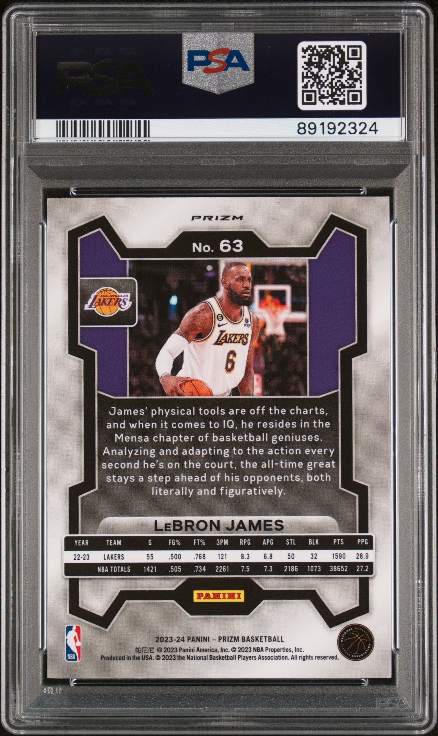 LeBron James 2023 Panini Prizm Ruby Wave #63 PSA 9