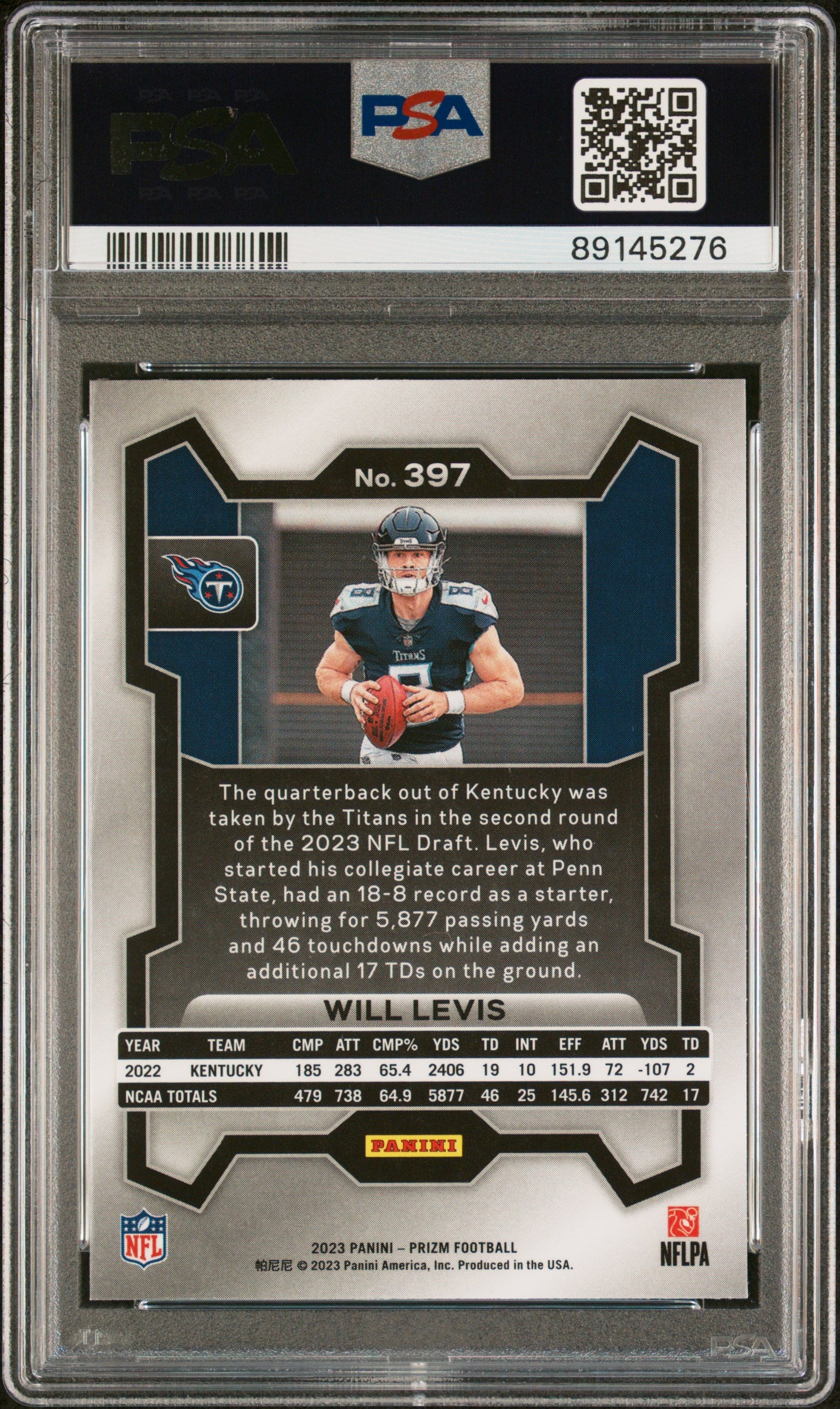 2023 Panini Prizm Will Levis #397 PSA 9