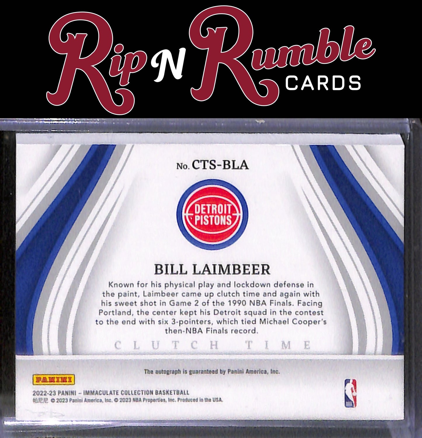 2022-23 Immaculate Bill Laimbeer Clutch Time Signatures Gold /10 #CTS-BLA