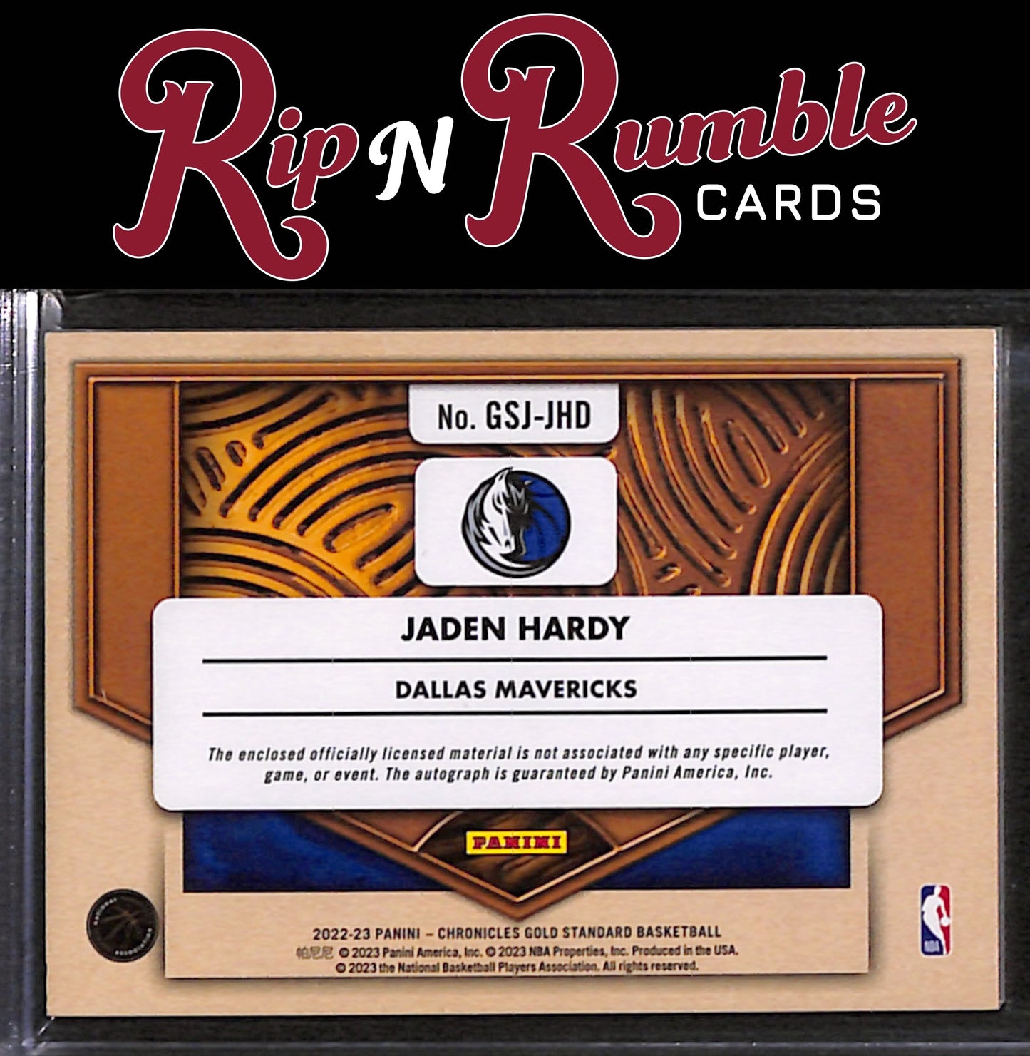 2022-23 Chronicles Jaden Hardy Gold Standard Rookie Jersey Autographs /99