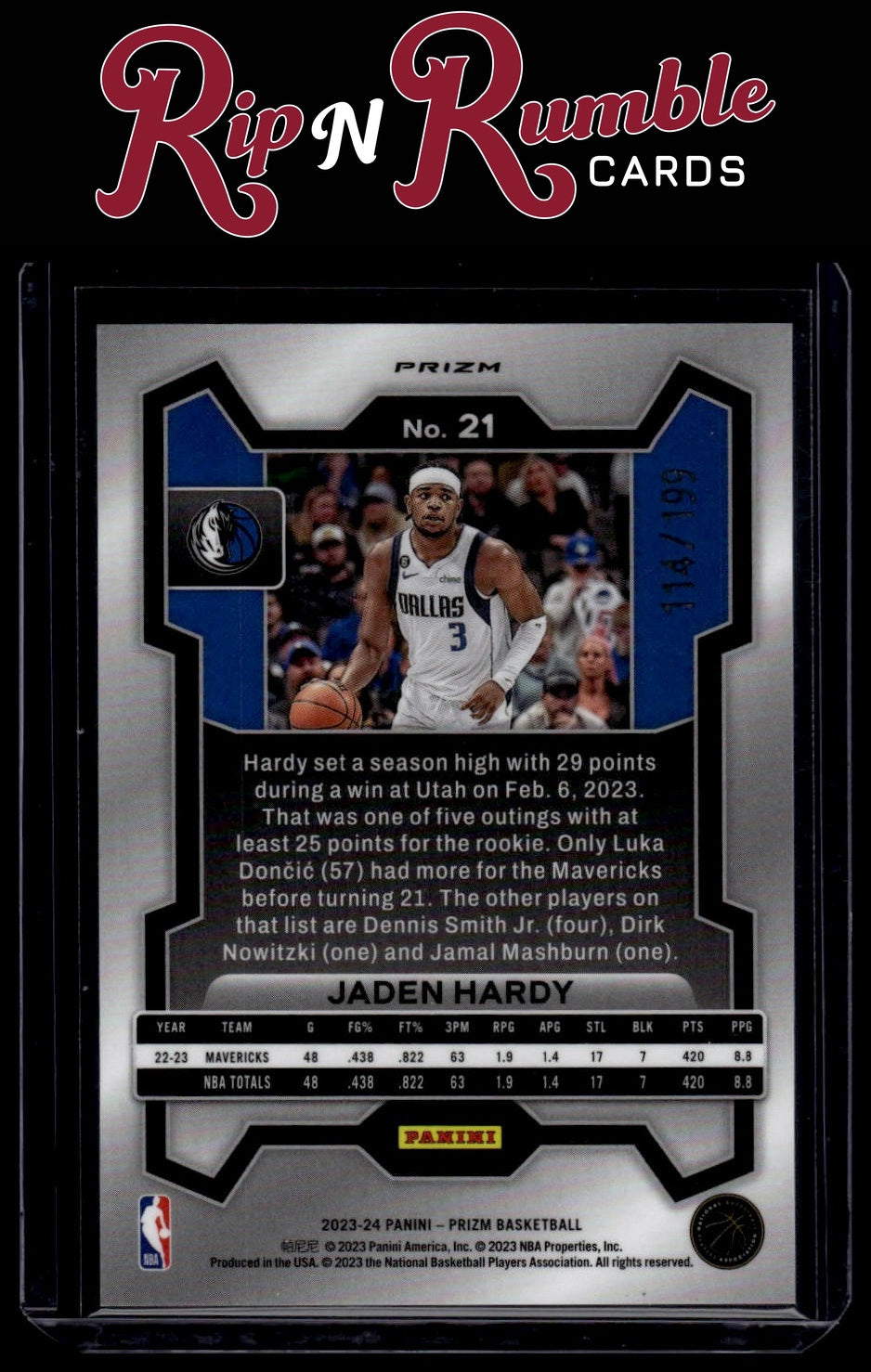 2023-24 Prizm Jaden Hardy Blue #21